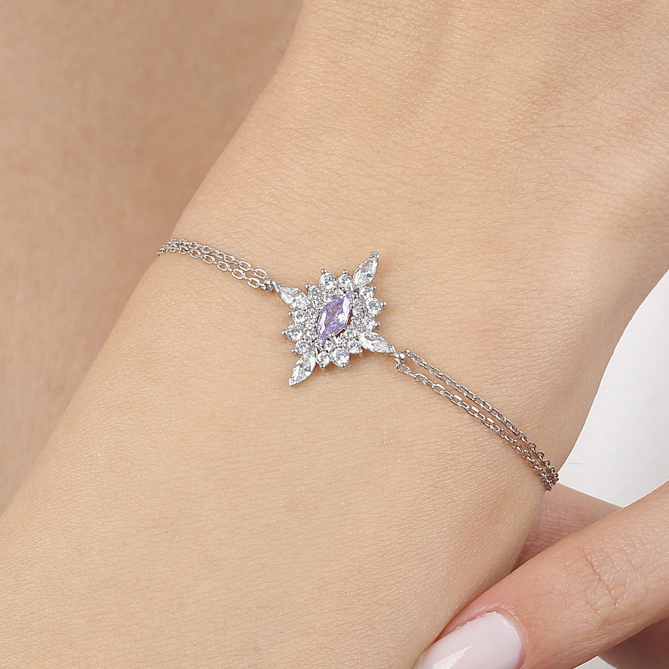 Lilac Royal Insignia Vintage Silver Bracelet