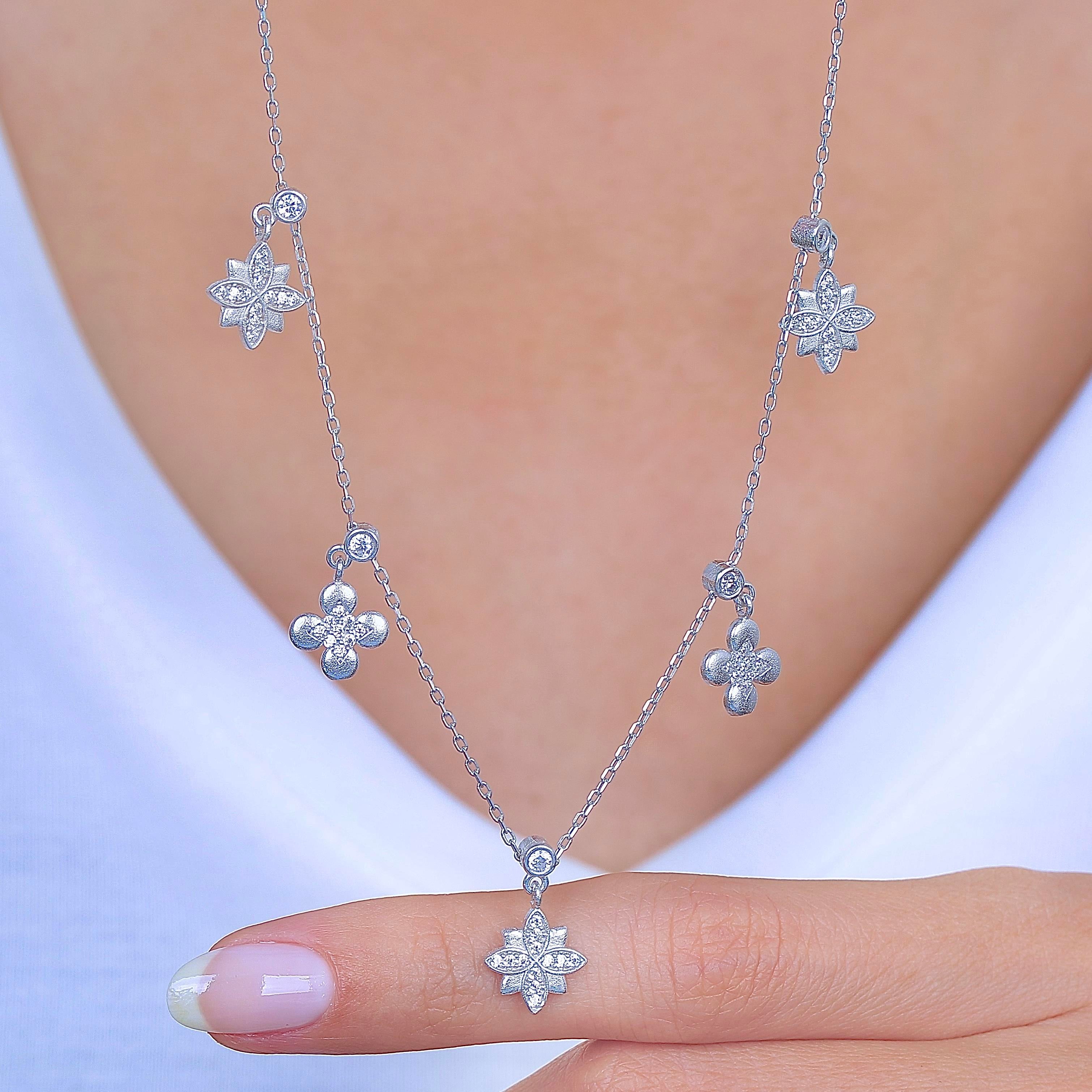 Lotus Bouquet Silver Luck Choker Necklace