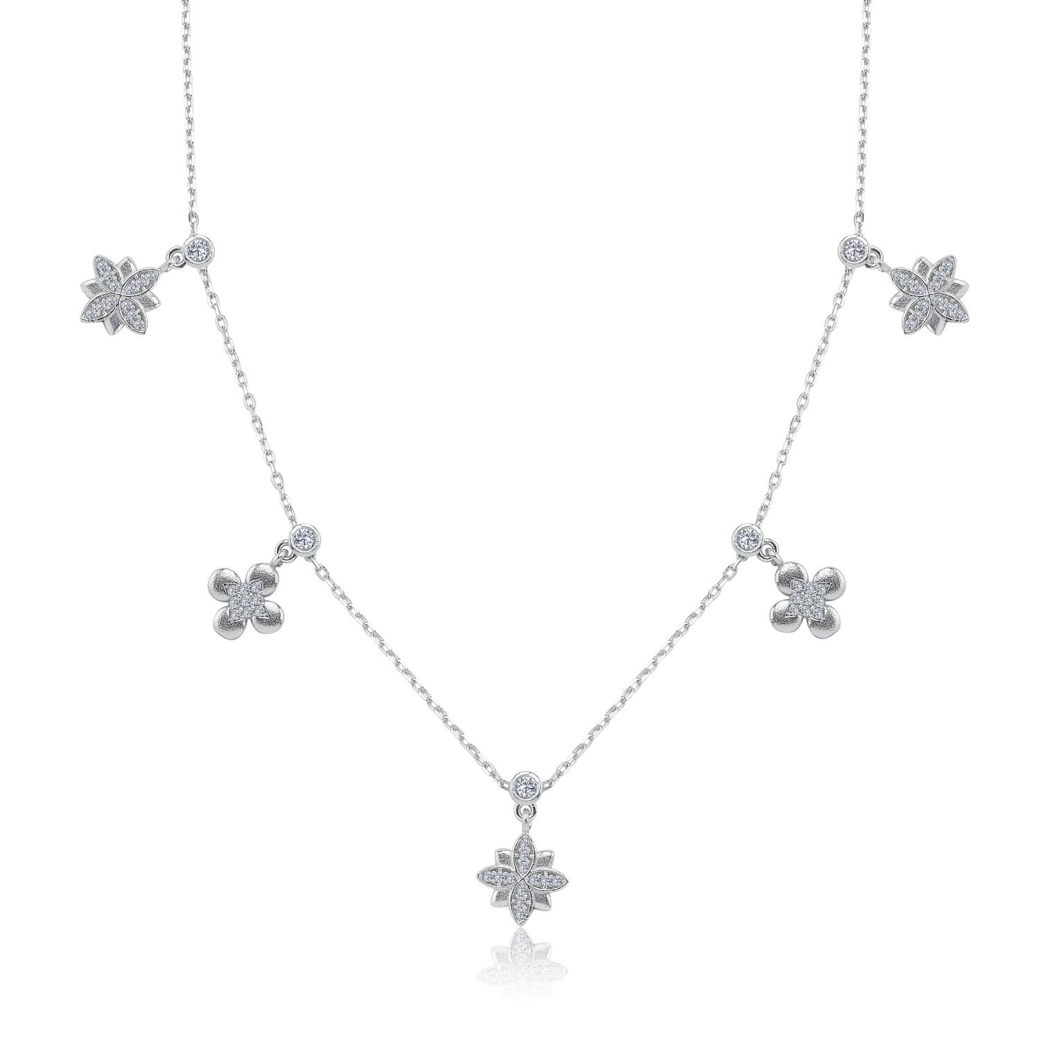 Lotus Bouquet Silver Luck Choker Necklace
