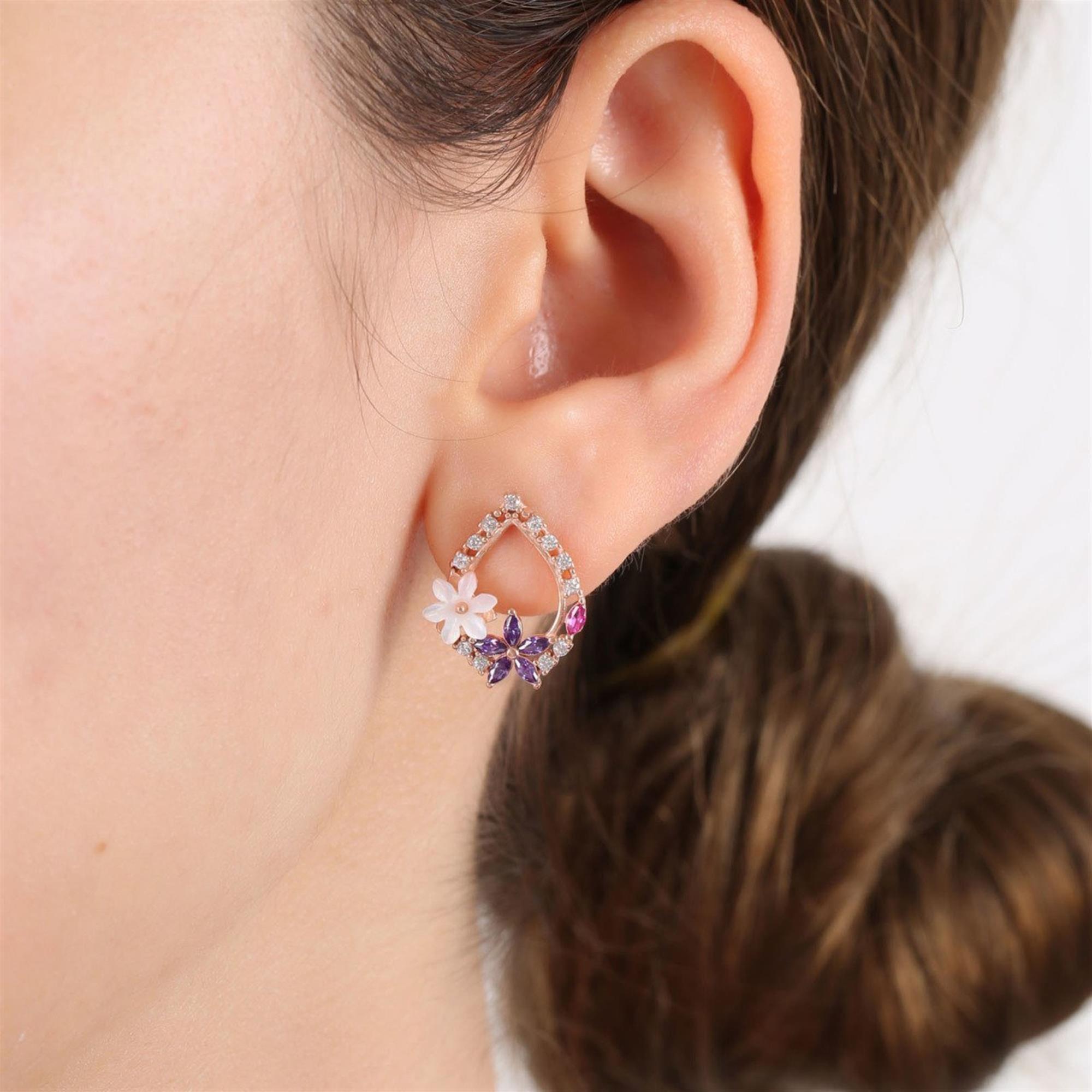 Magnolia & Amethyst Blossom Teardrop Jewelry Set