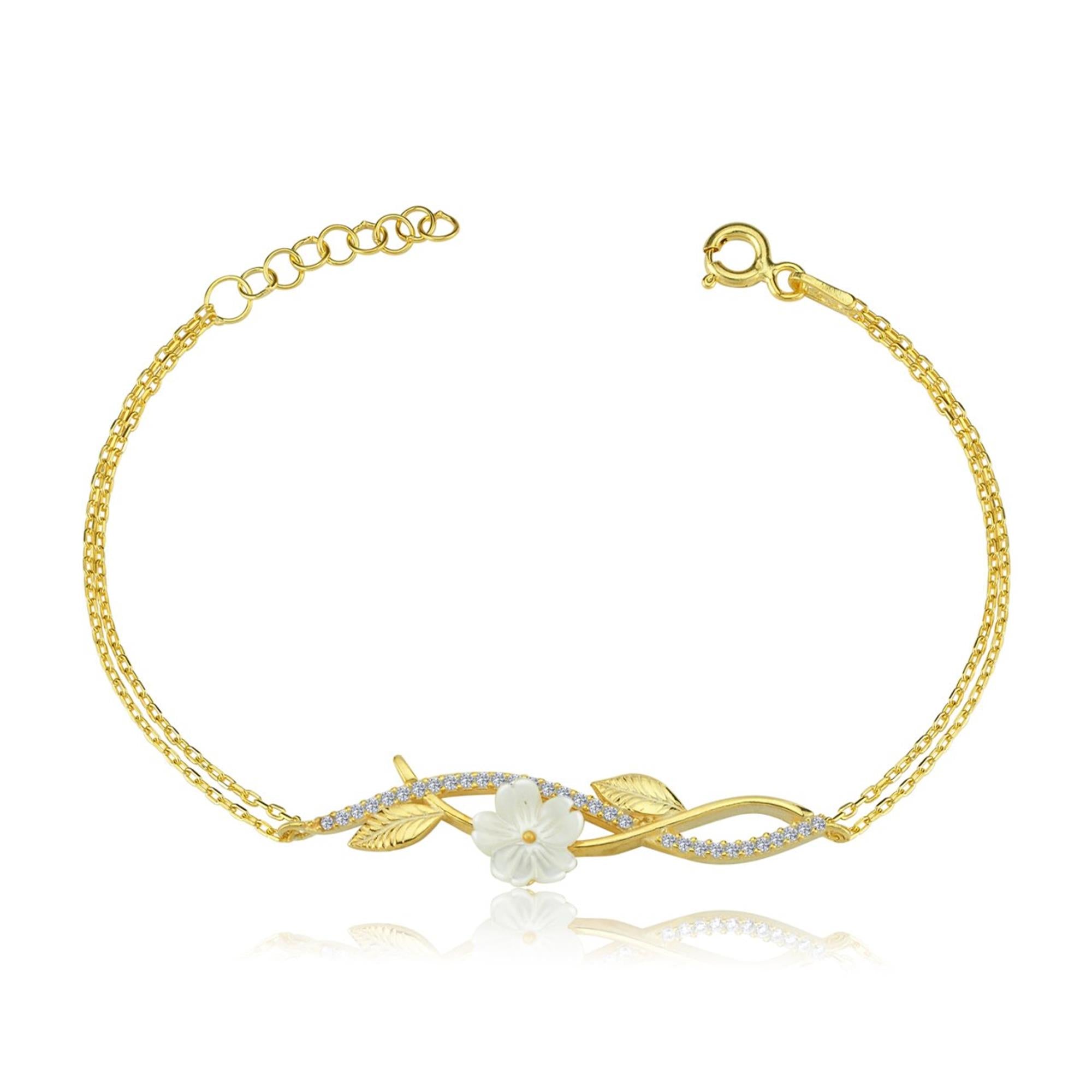 Dainty Magnolia Bloom Gold Plated Bracelet