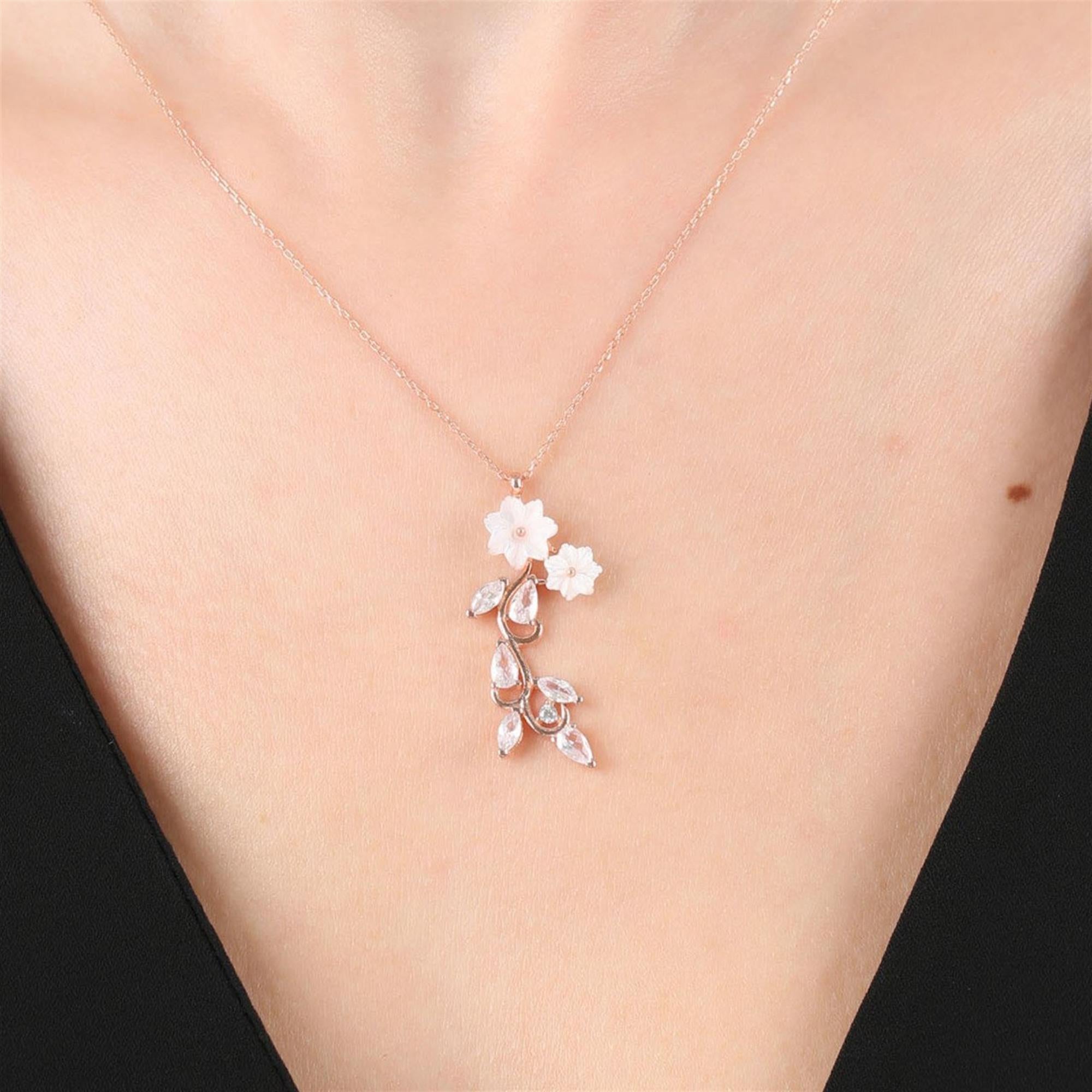 Magnolia Blossom Bouquet Rose Gold Necklace