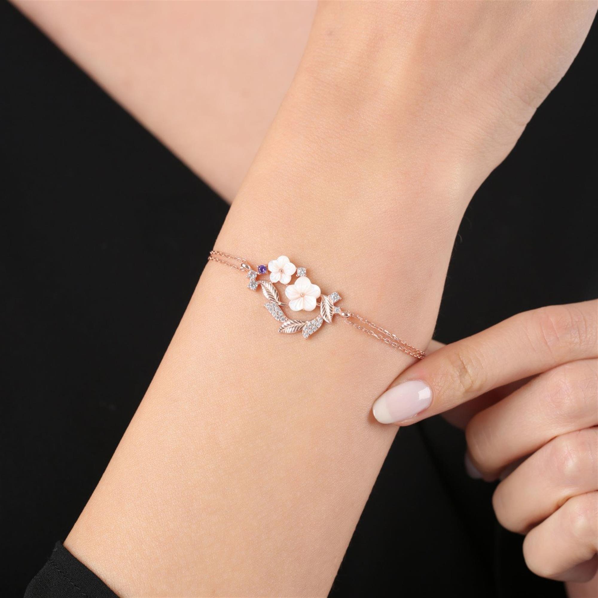 Magnolia Bloom Sparkle Rose Gold Bracelet