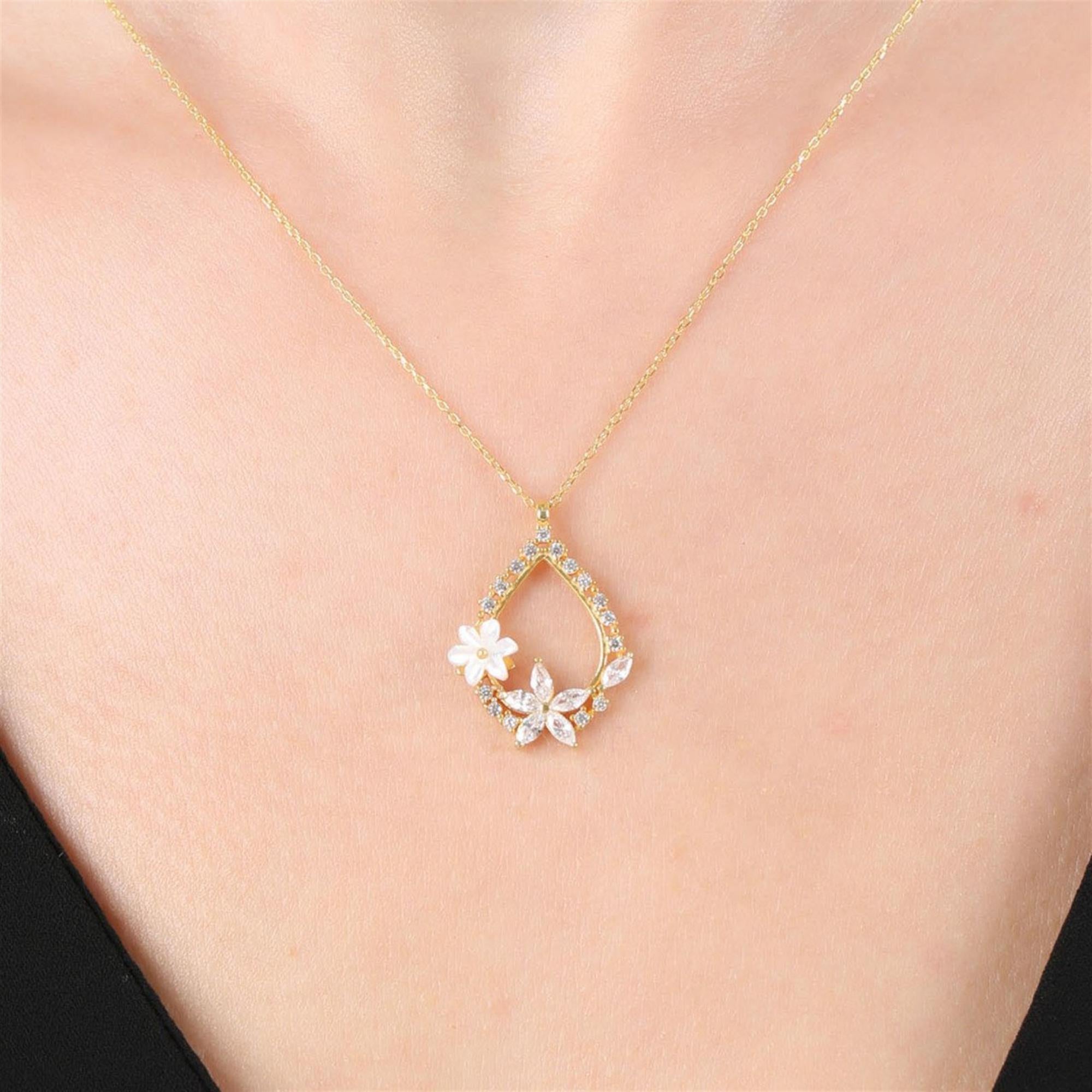 Magnolia Flower Gold Plated Drop Necklace