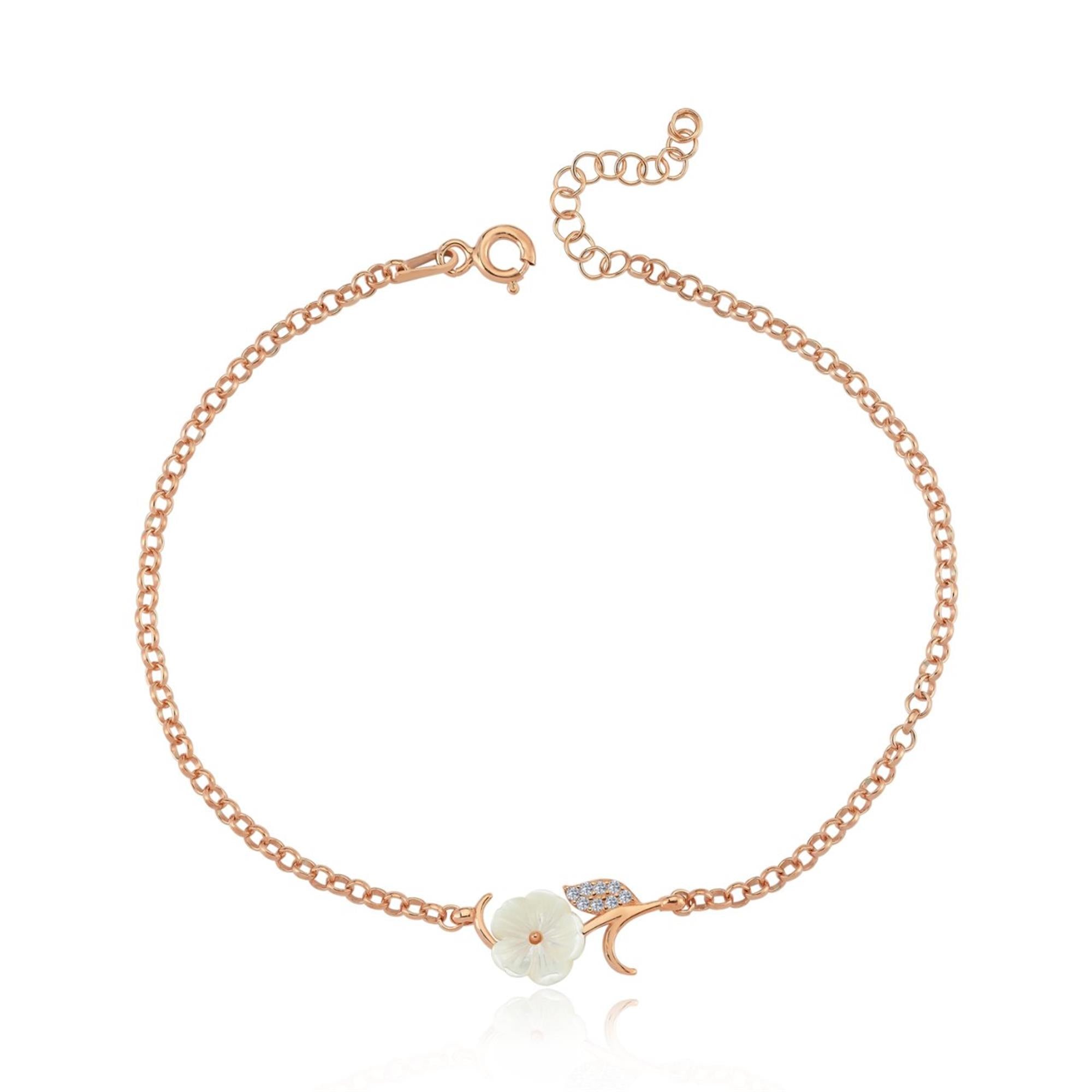 Magnolia Blossom Elegance Rose Gold Plated Anklet