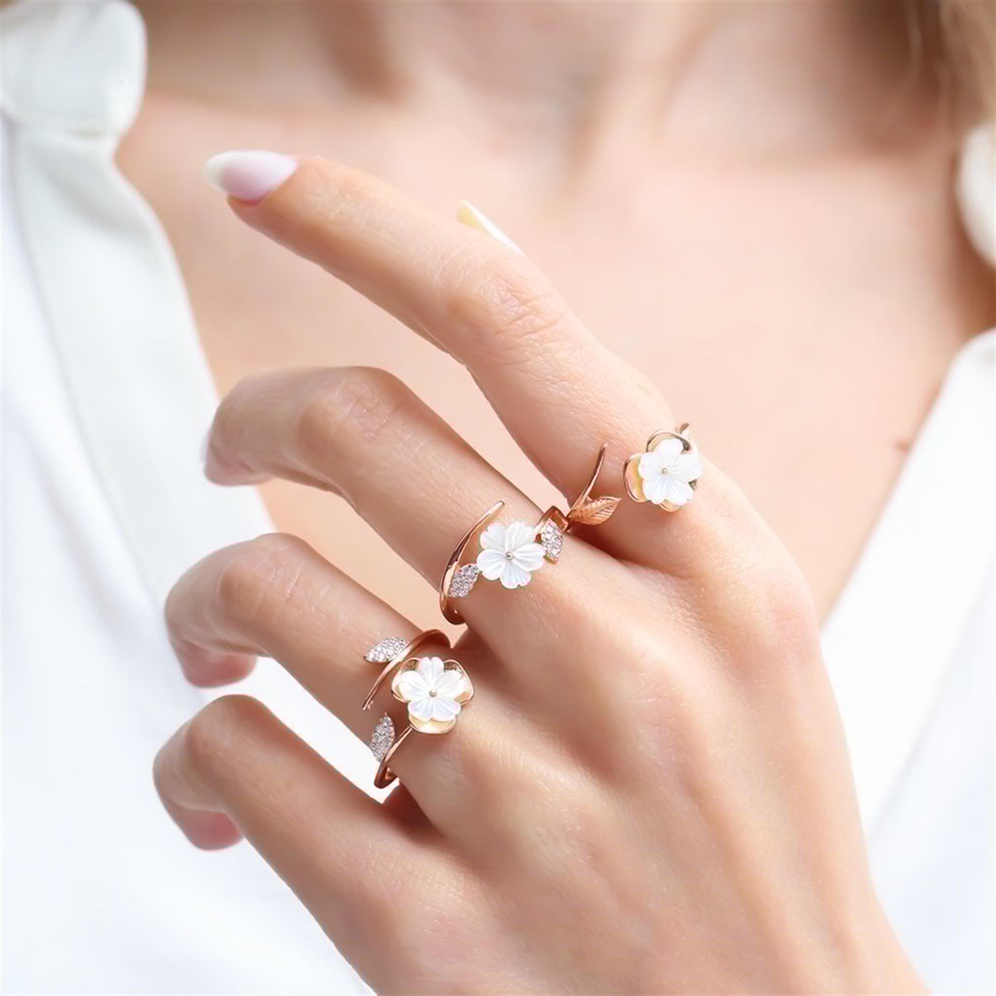 Magnolia Elegance Rose Gold Stackable Ring
