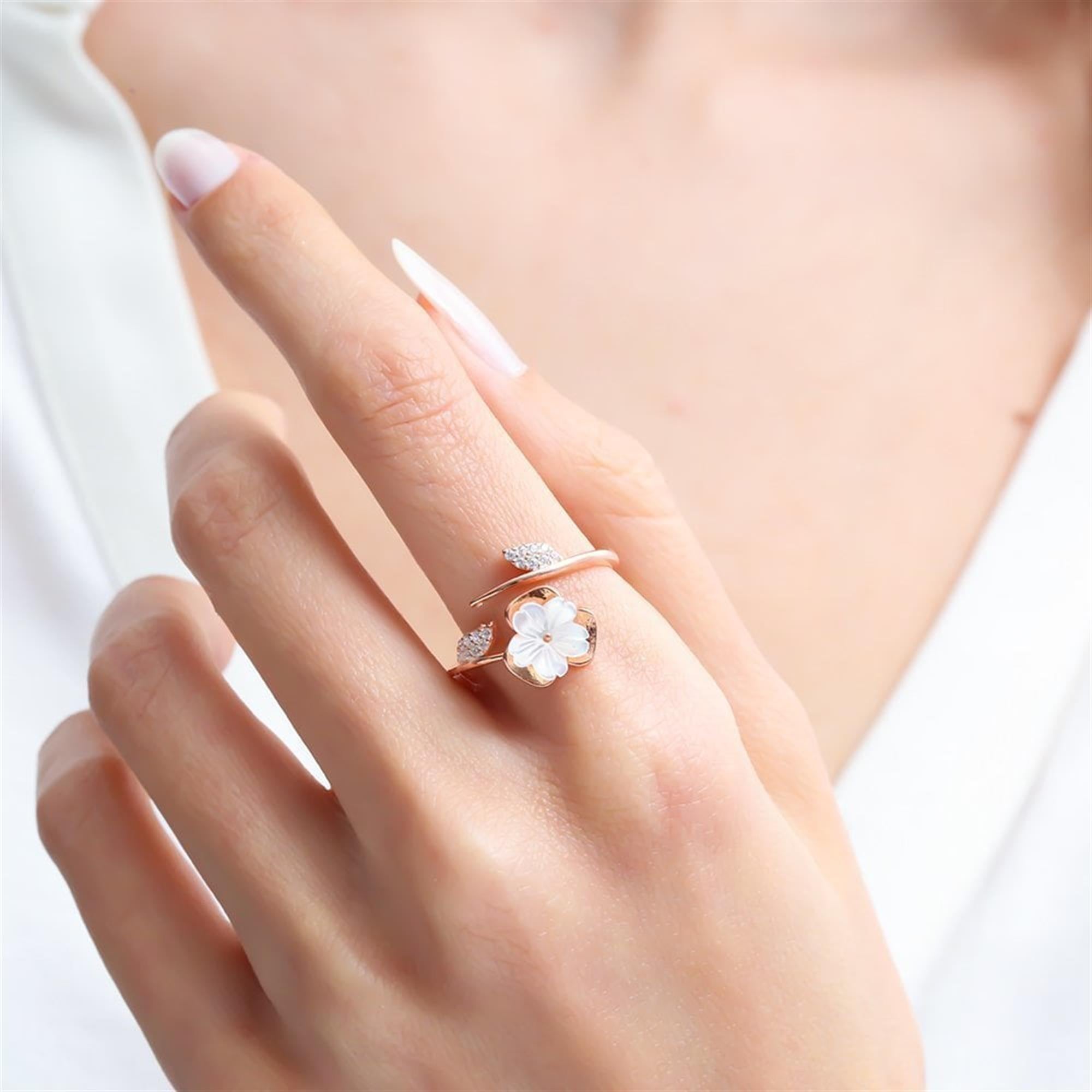 Magnolia Elegance Rose Gold Stackable Ring