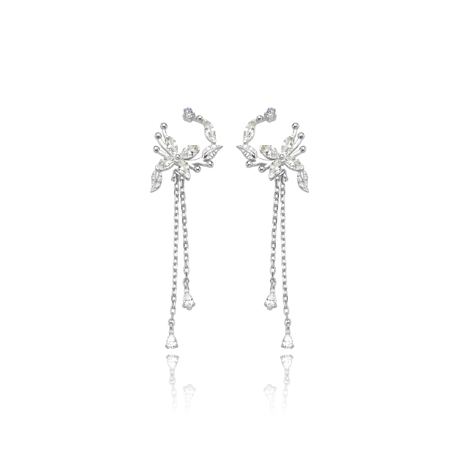 Marquise Circle Trend Silver Earrings