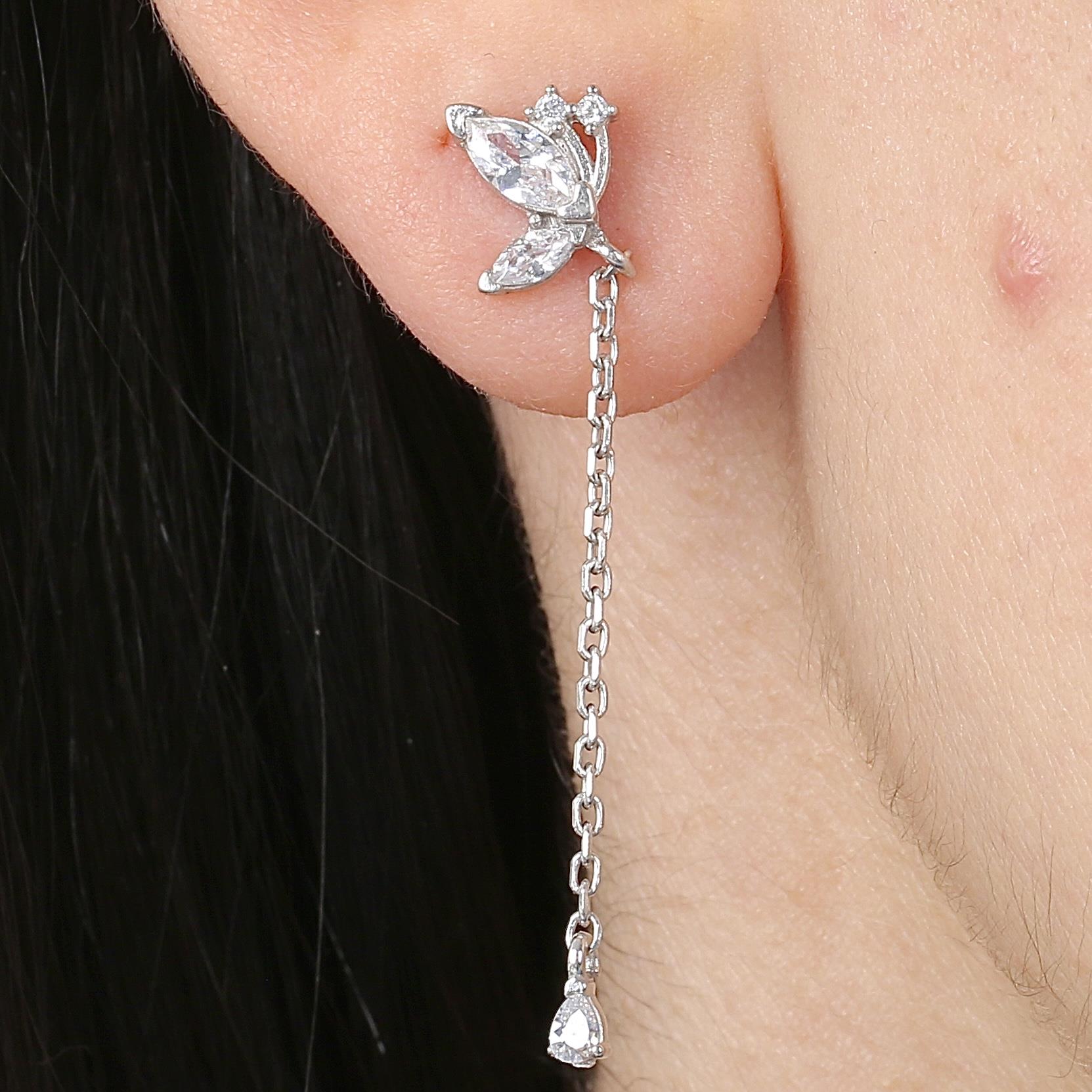 Marquise Butterfly Trend Silver Earrings