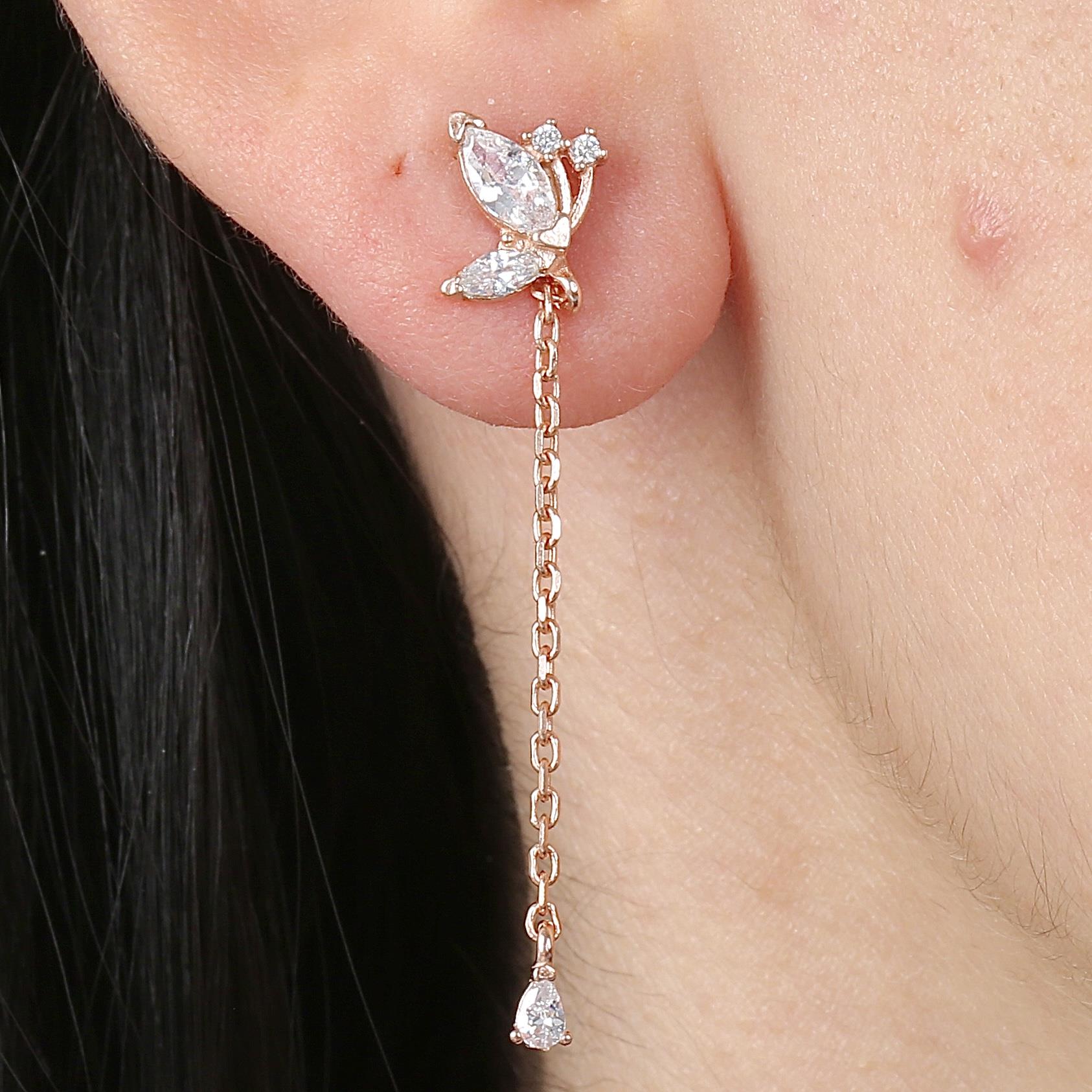 Marquise Butterfly Trend Silver Earrings
