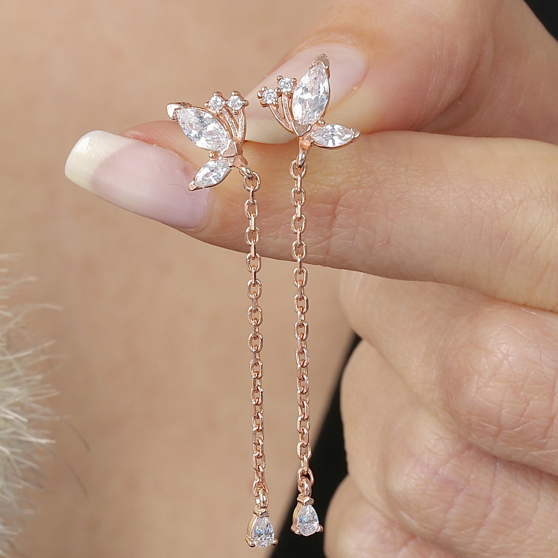 Marquise Butterfly Trend Silver Earrings
