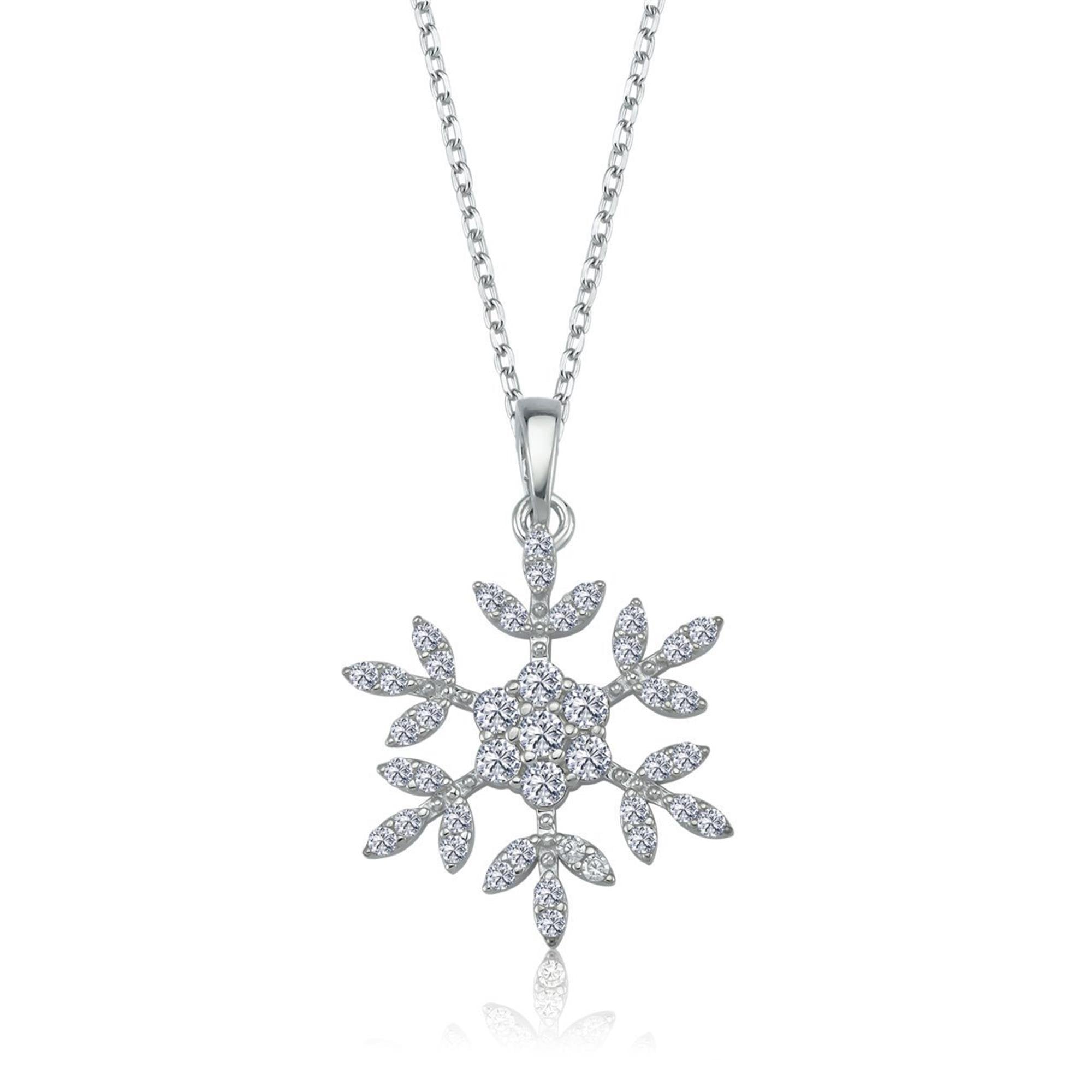 Innocence Crystal Silver Snowflake Necklace