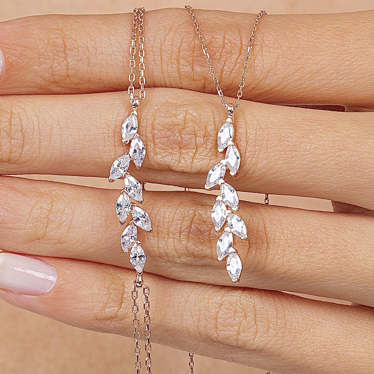 Marquise Cluster Rose Gold Jewelry Set