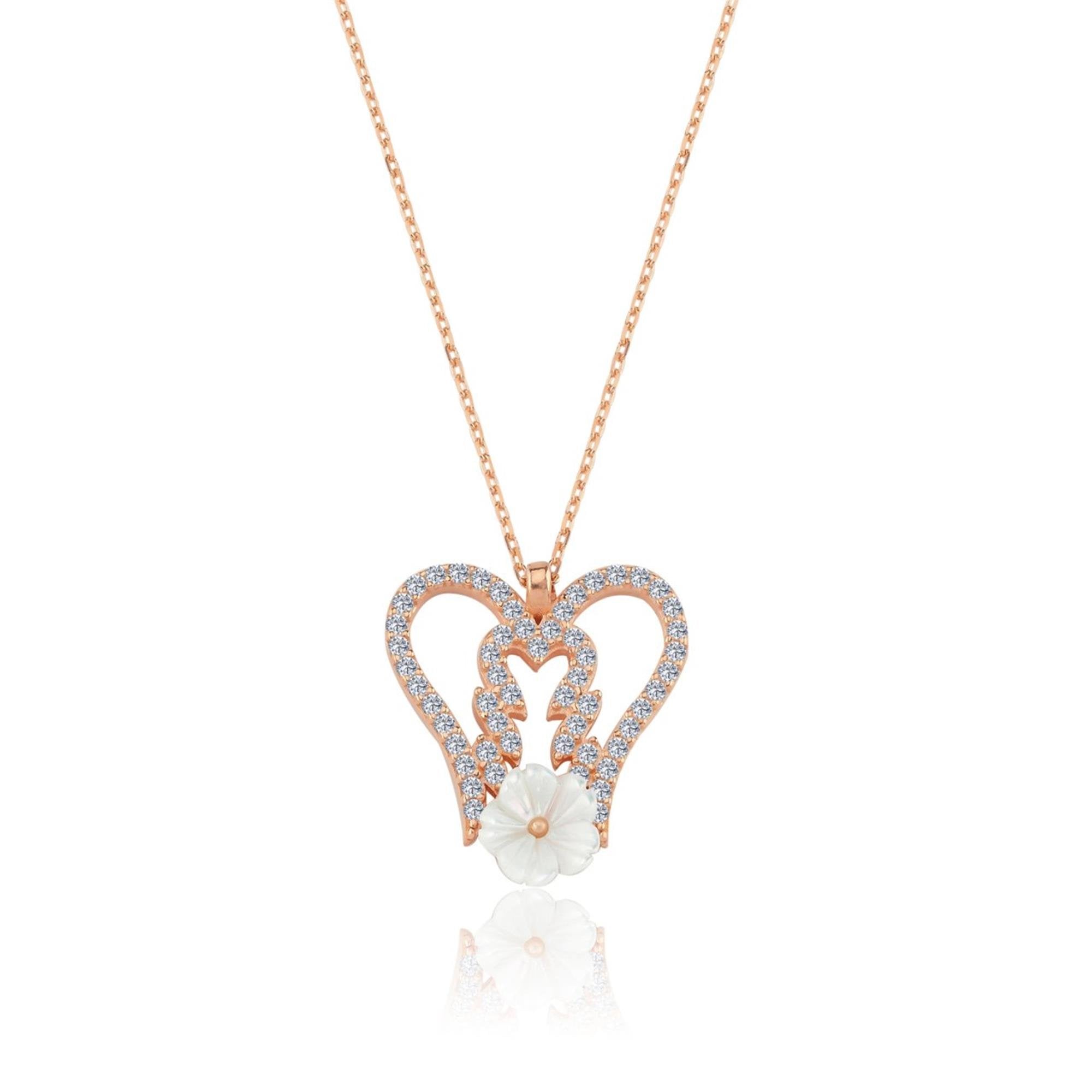 Angel Wing Magnolia Rose Gold Necklace