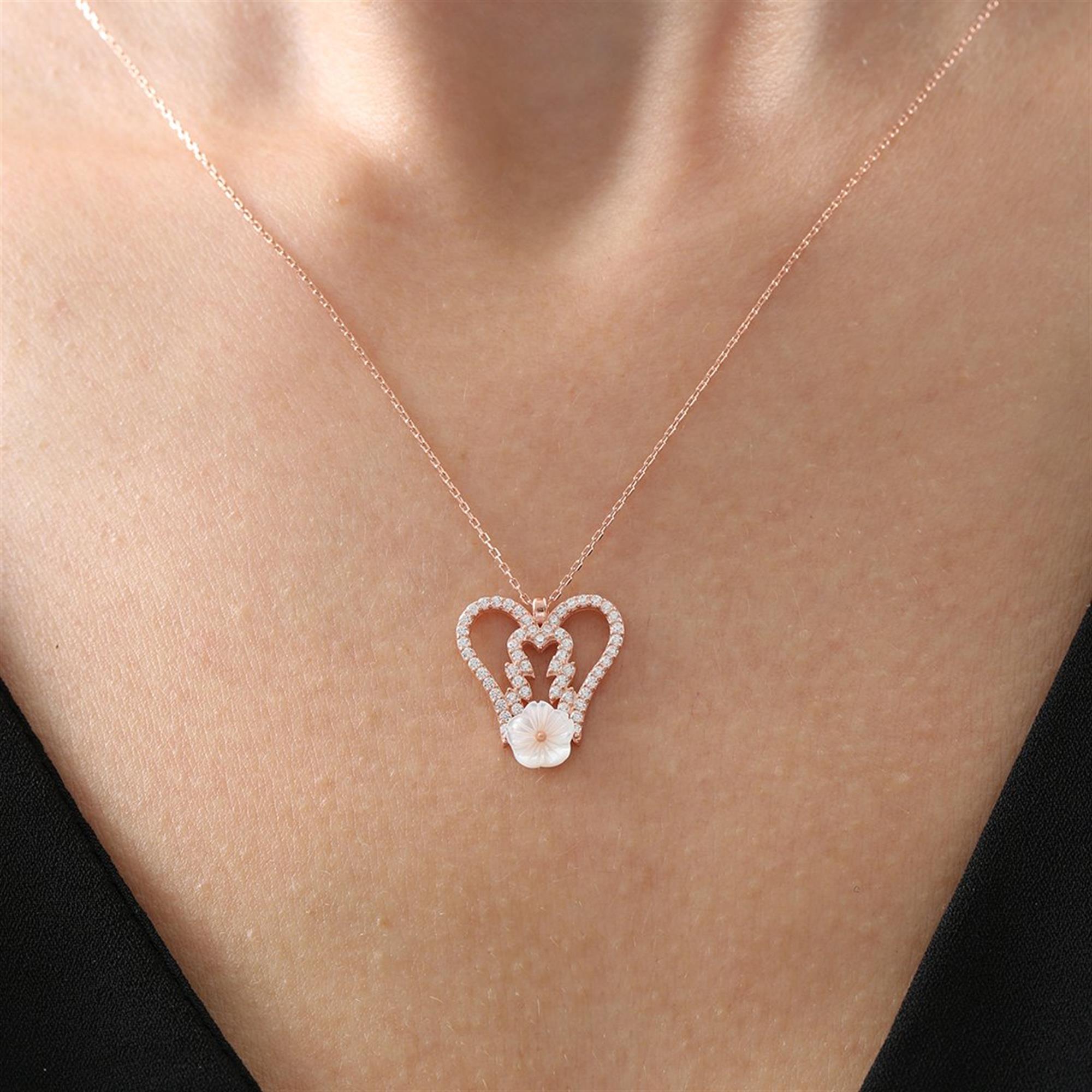Angel Wing Magnolia Rose Gold Necklace