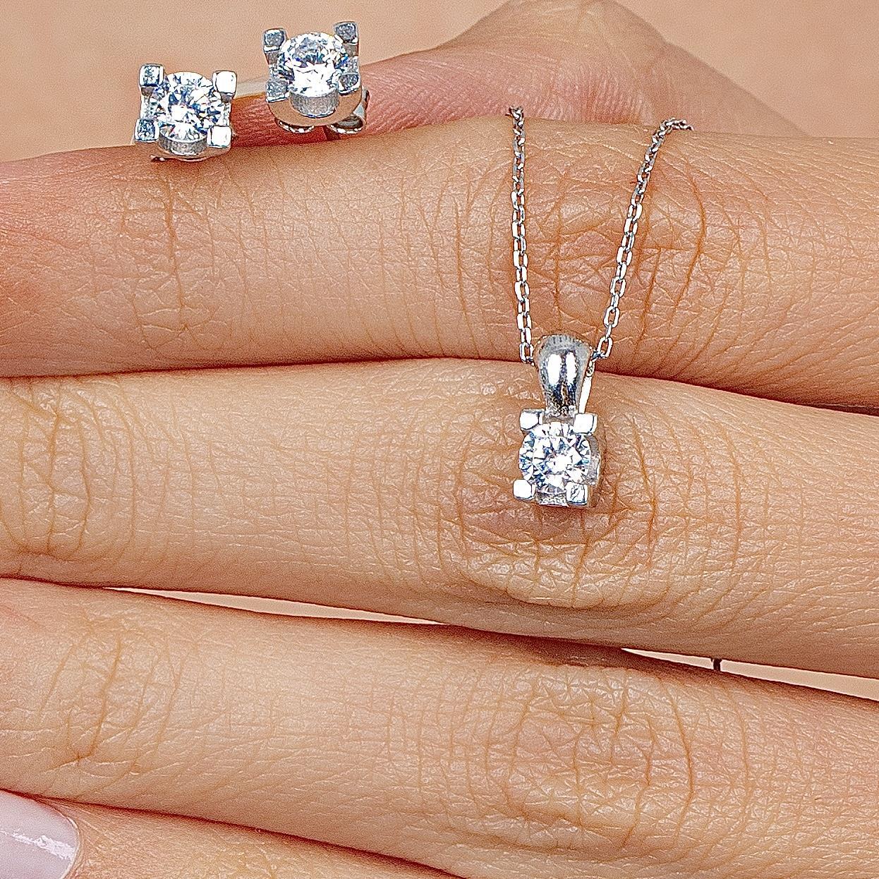 0.60 Carat Zirconia U-Model Solitaire Silver Duo Set
