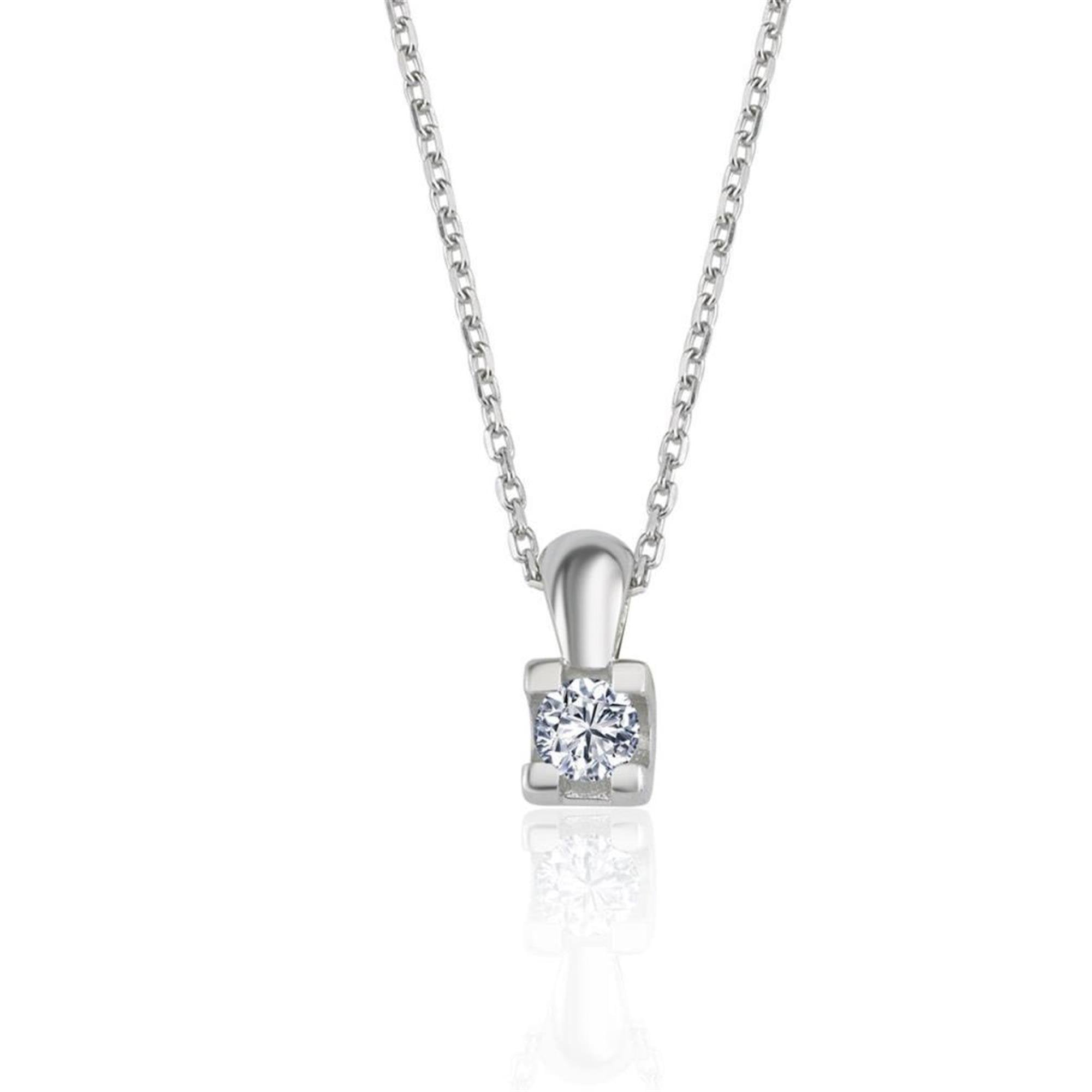 Zirconia 0.20 Carat U-Shape Solitaire Silver Necklace