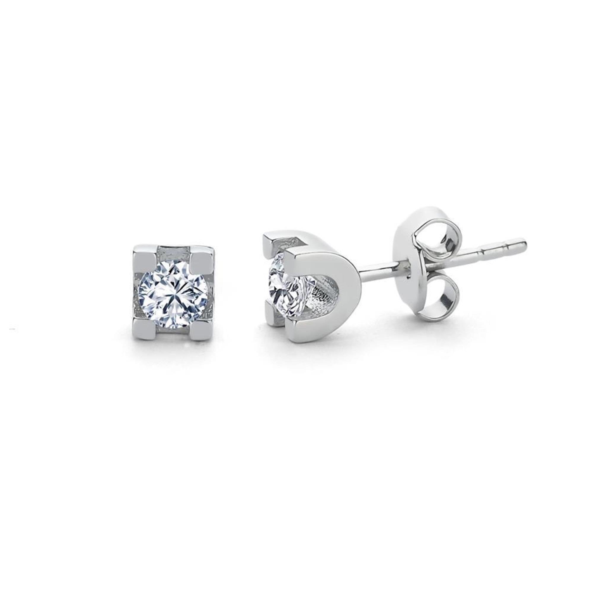 0.20 Carat U Shape Zirconia Solitaire Stud Earrings