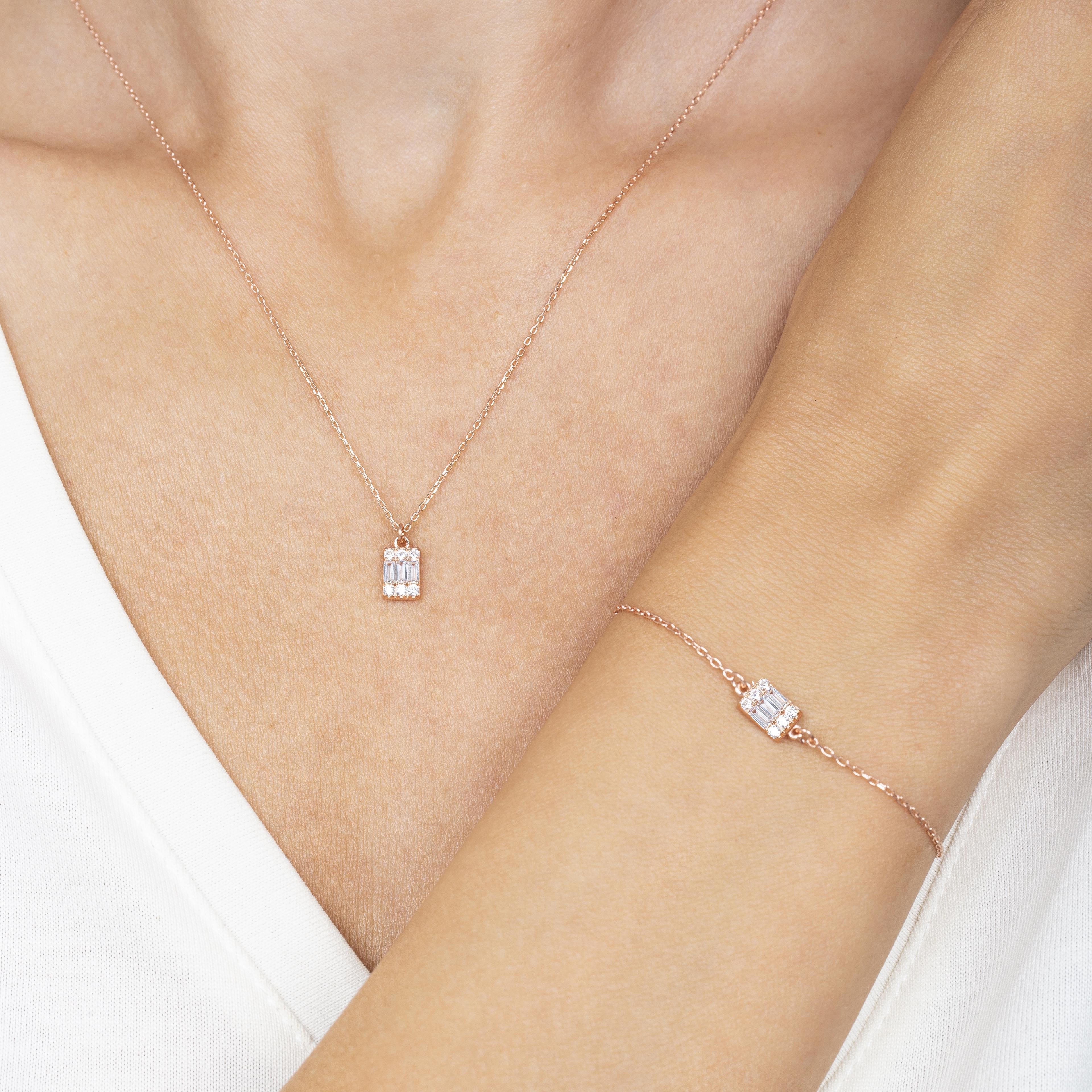 Minimal Baguette Rose Gold Duo Set