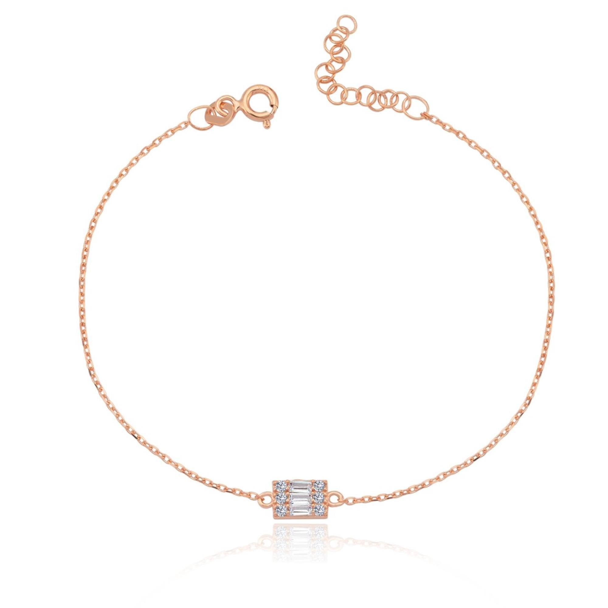 Minimal Baguette Sparkle Rose Gold Bracelet