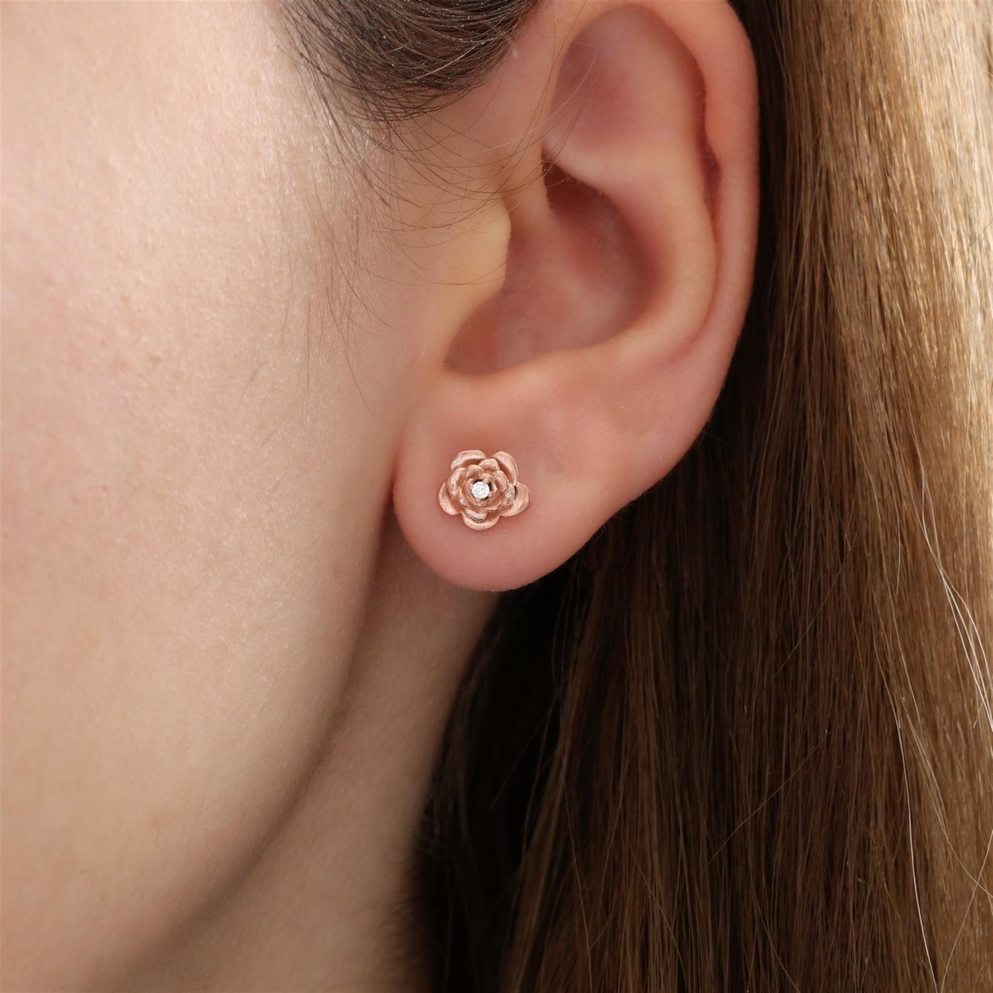Minimalist Rose Gold Rose Stud Earrings