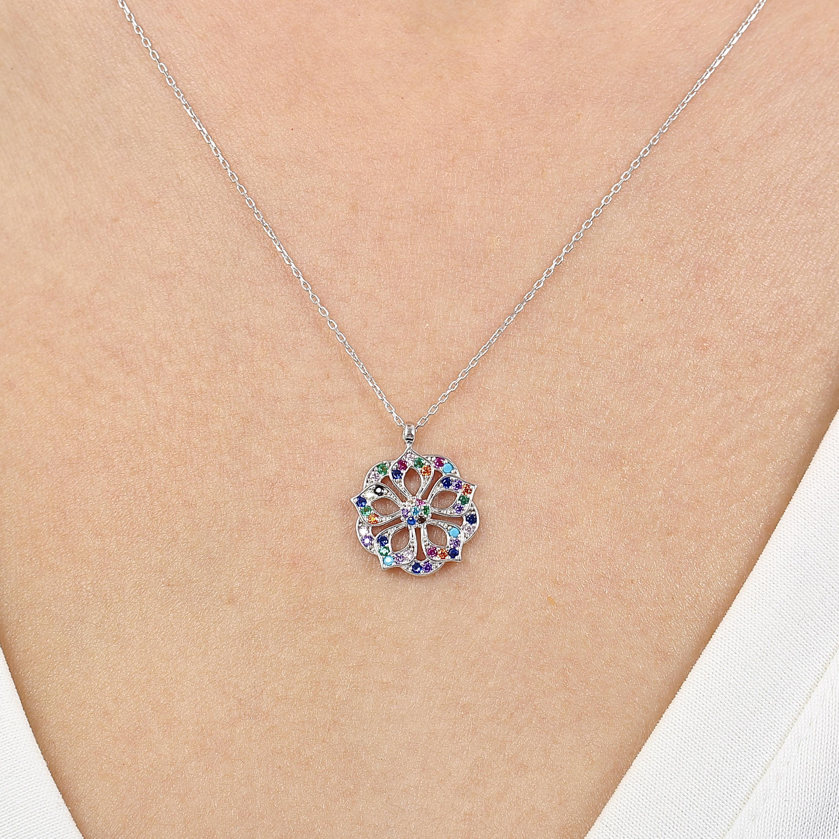 Mixed Stone Palace Star Silver Necklace