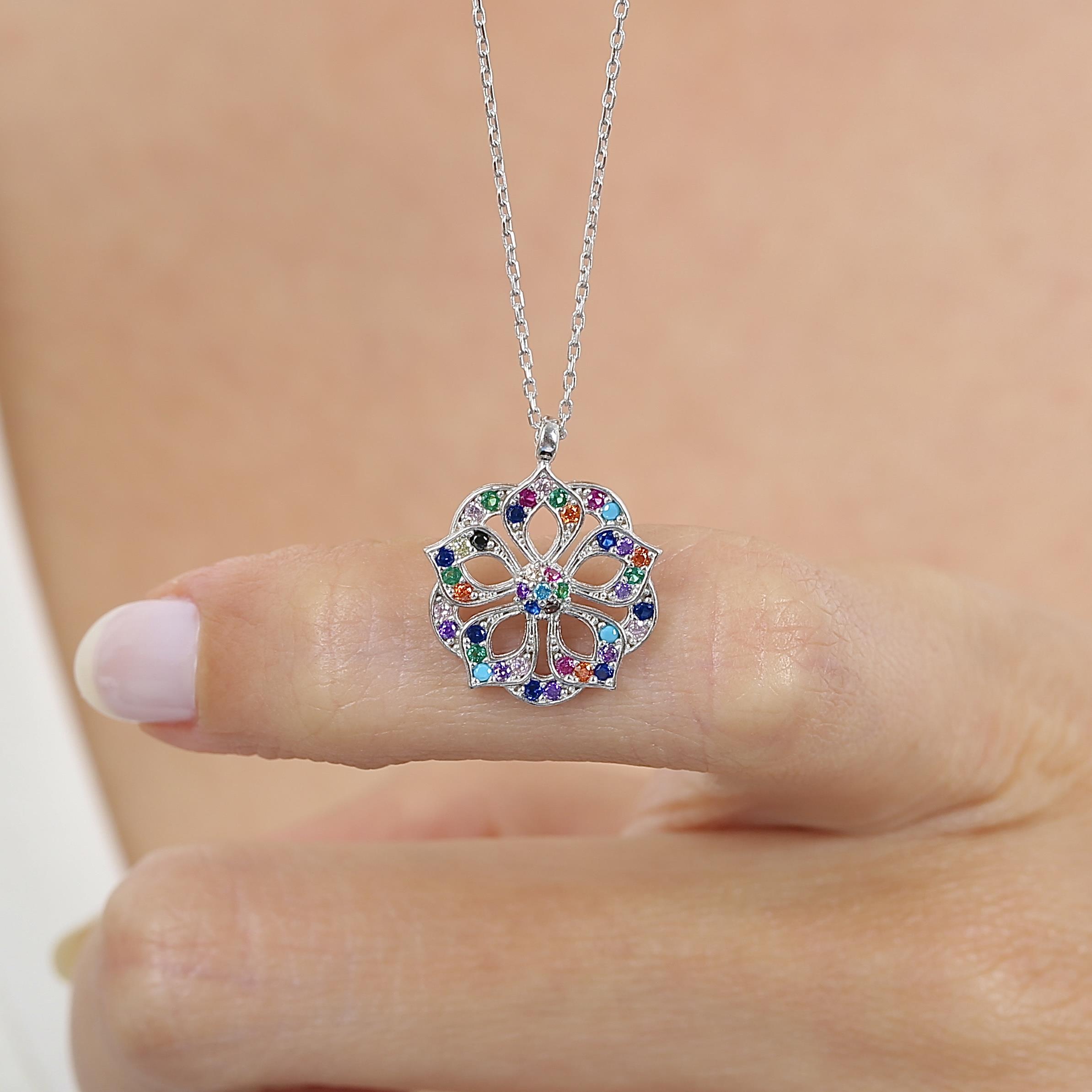 Mixed Stone Palace Star Silver Necklace