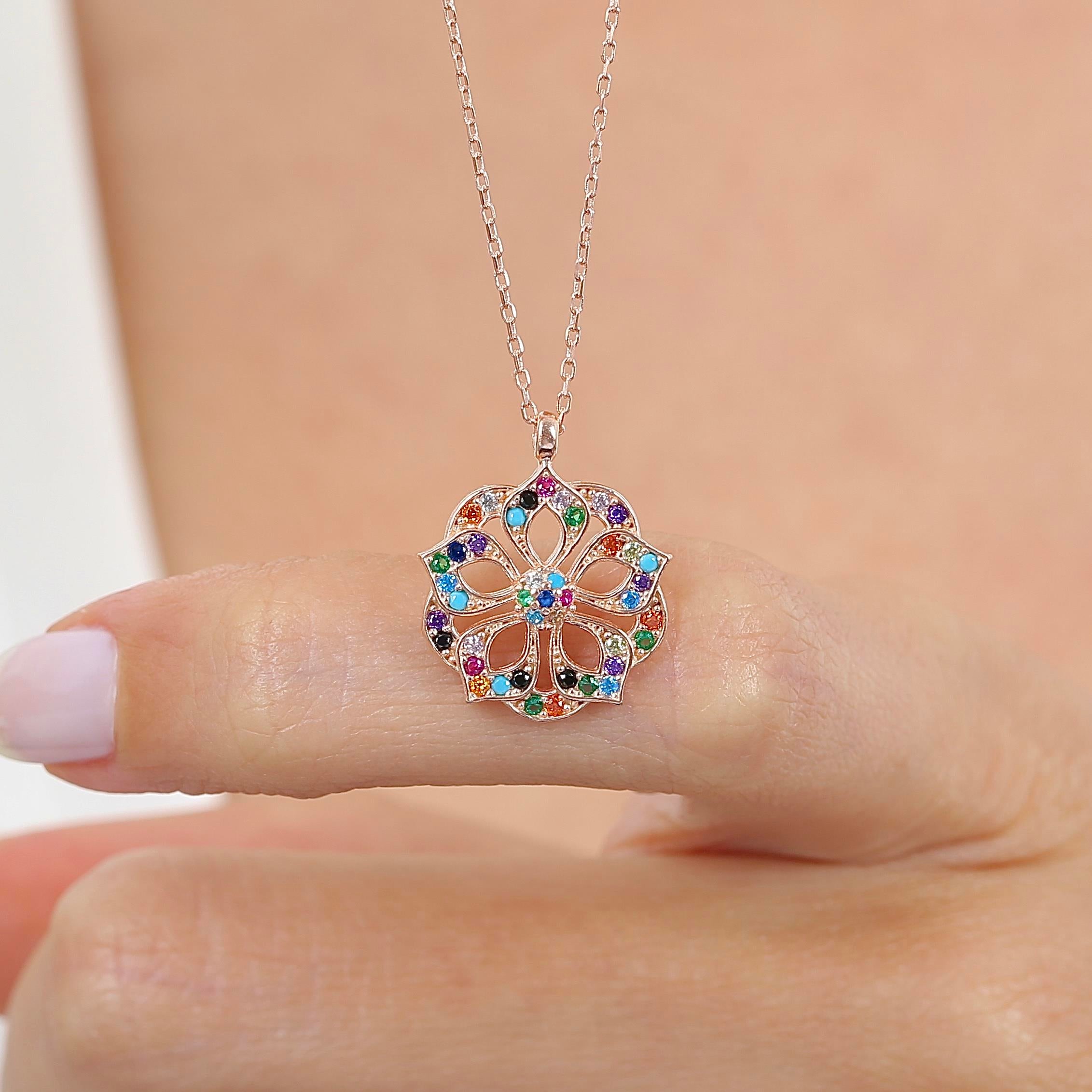 Mixed Stone Palace Star Rose Gold Necklace