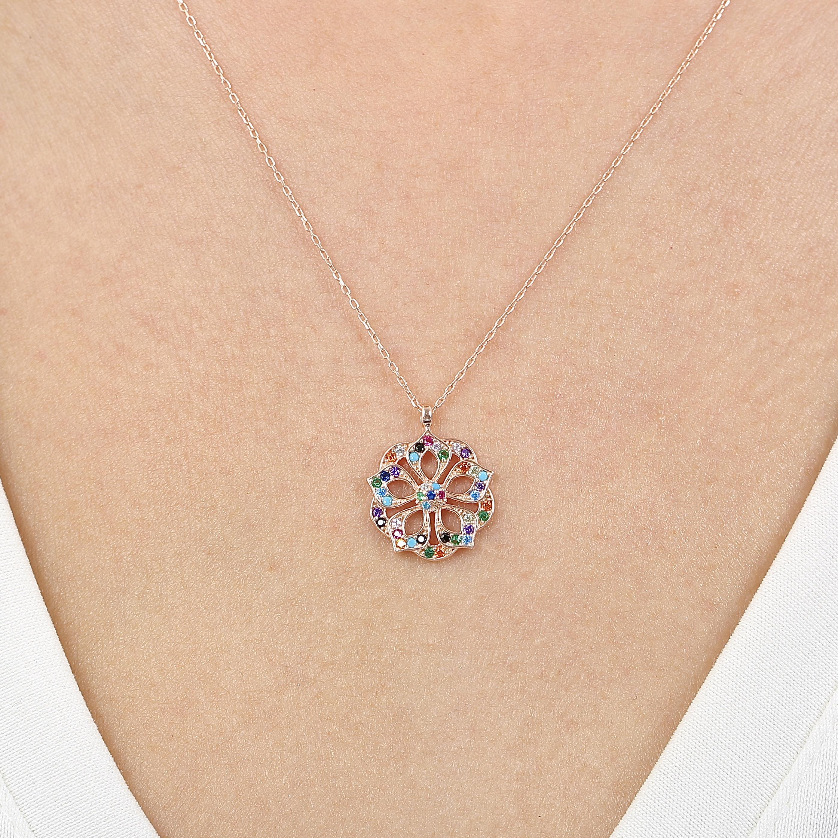 Mixed Stone Palace Star Rose Gold Necklace