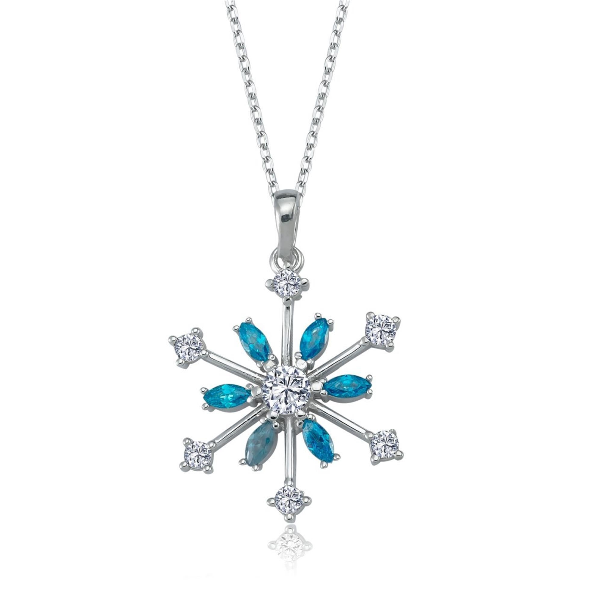 Happiness Crystal Silver Snowflake Necklace