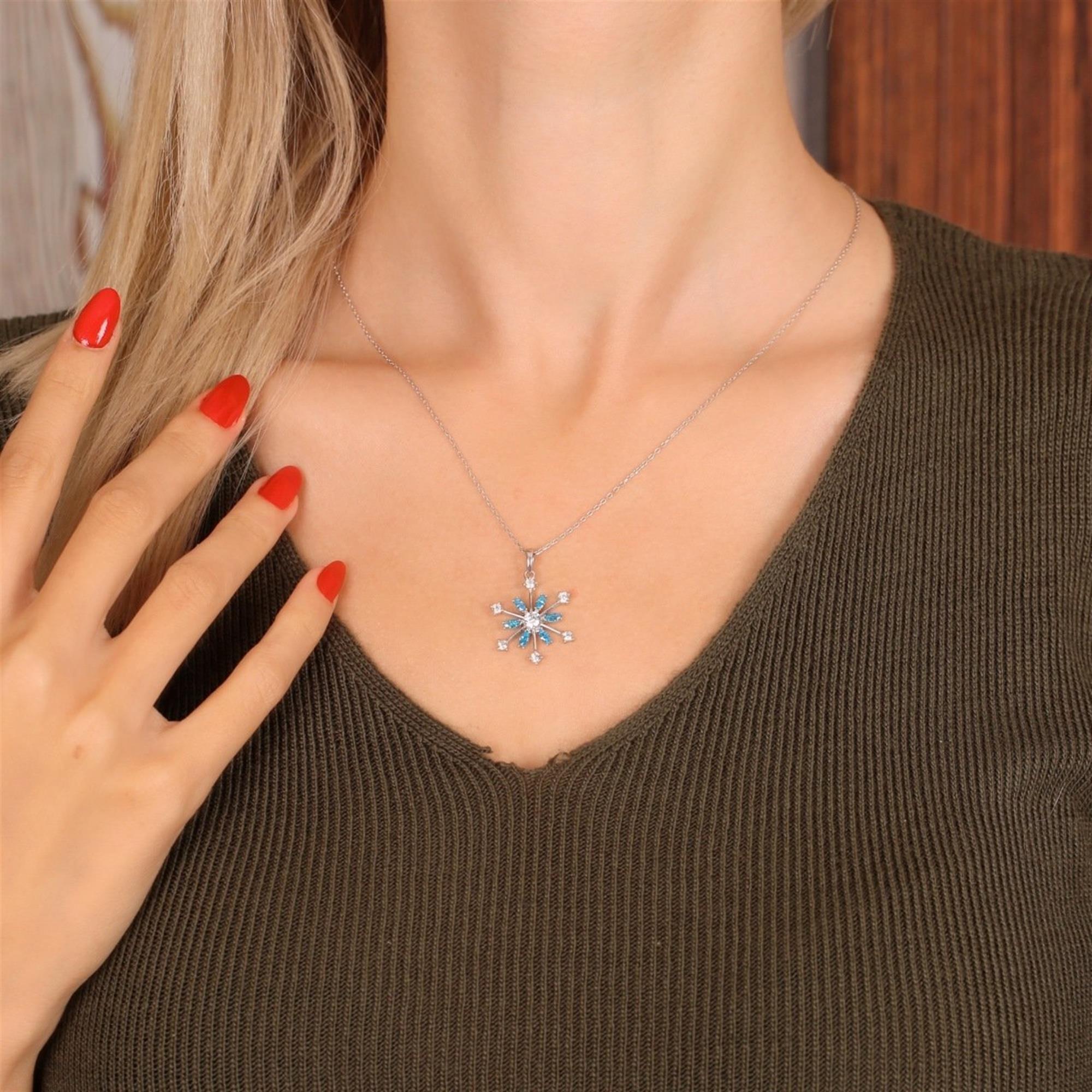 Happiness Crystal Silver Snowflake Necklace