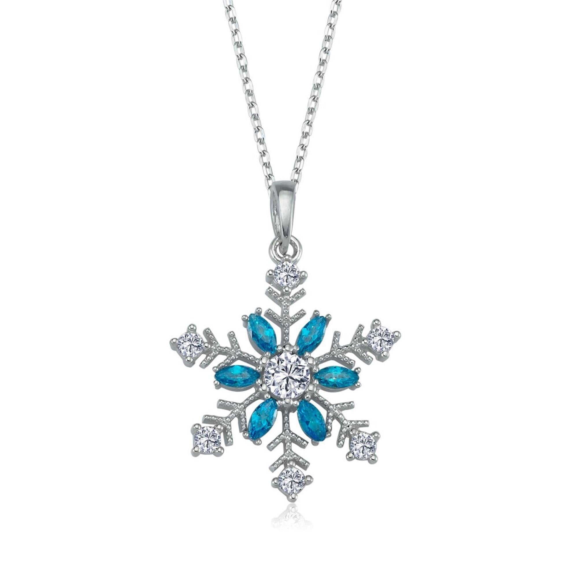 Happiness Crystal Silver Snowflake Necklace