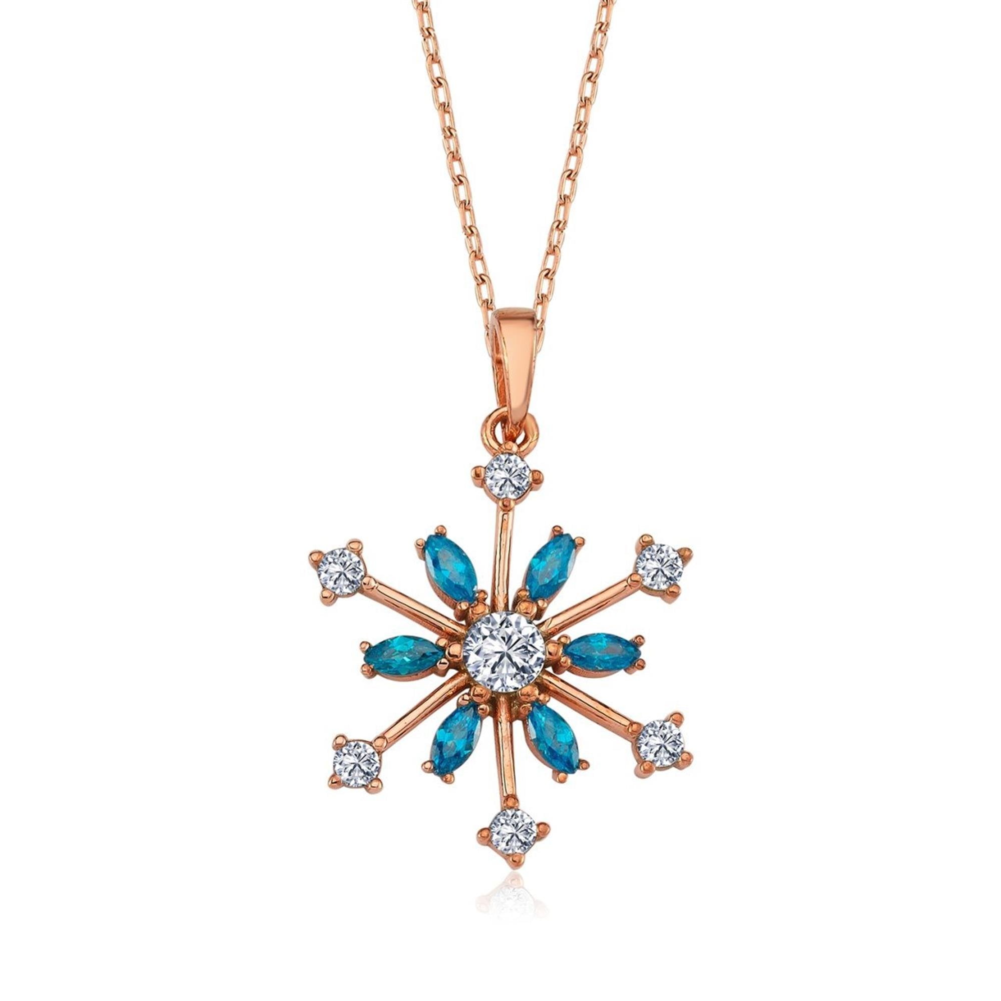 Happiness Crystal Rose Gold Snowflake Necklace