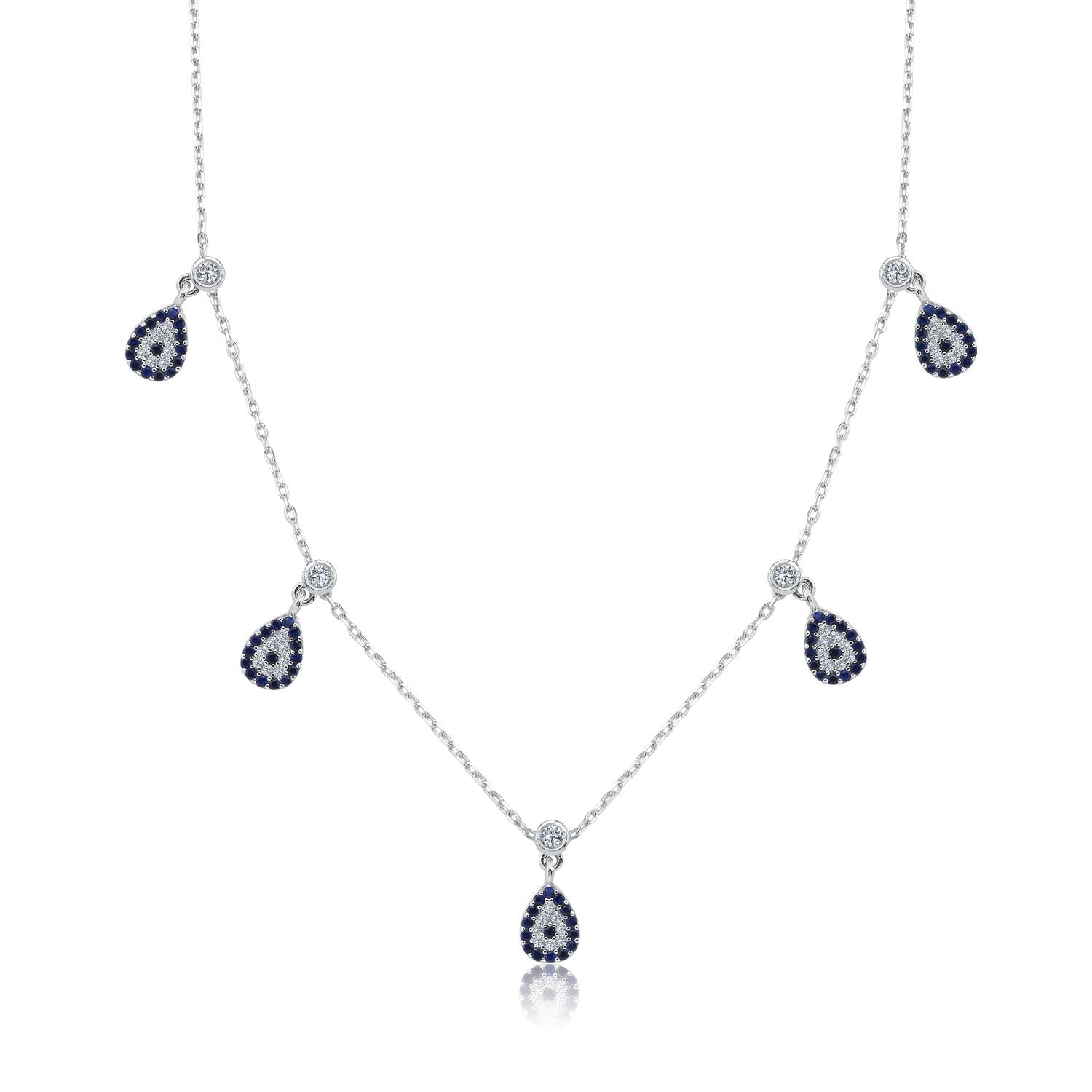 Evil Eye Drops Choker Silver Lucky Necklace