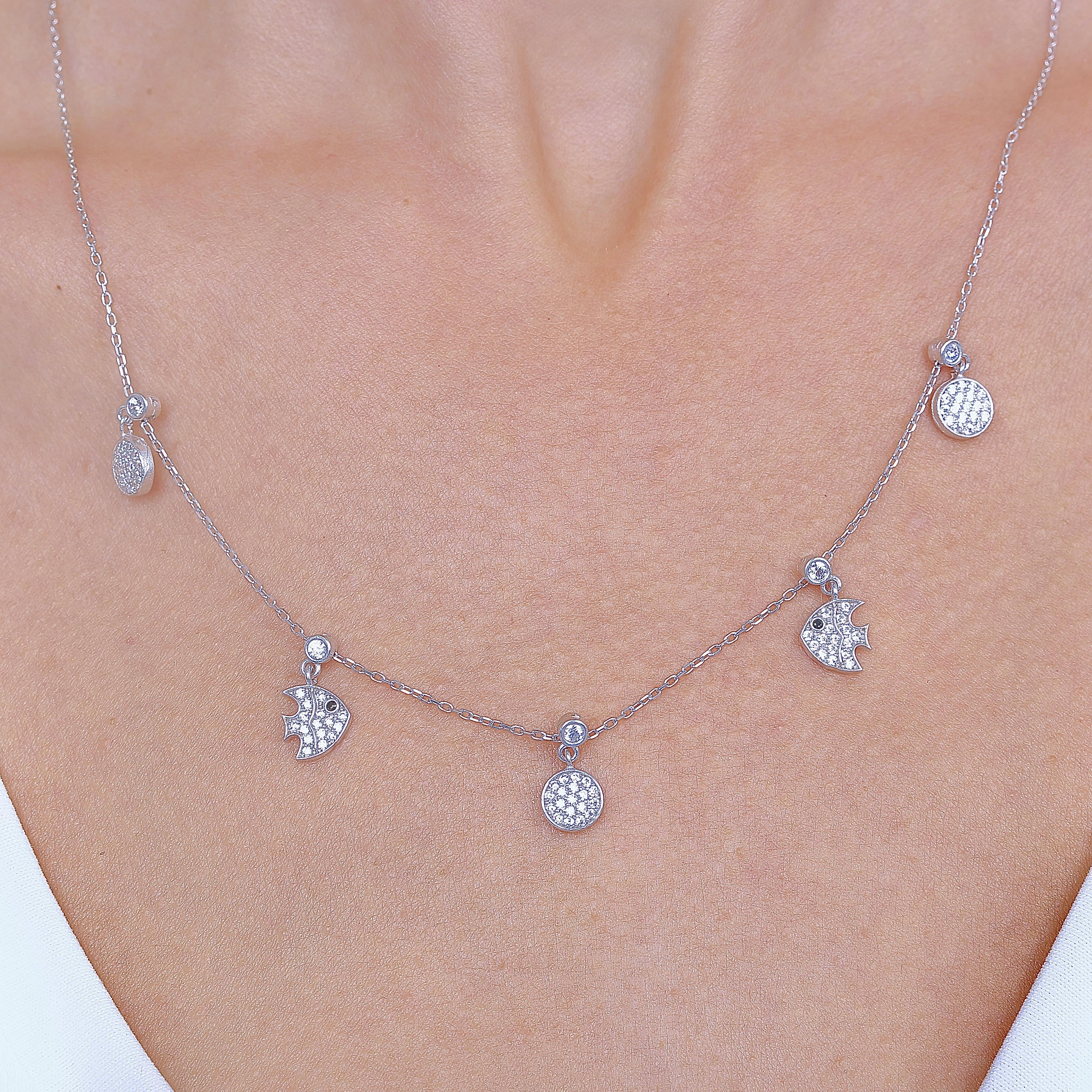 Ocean Glow Lucky Silver Choker Necklace