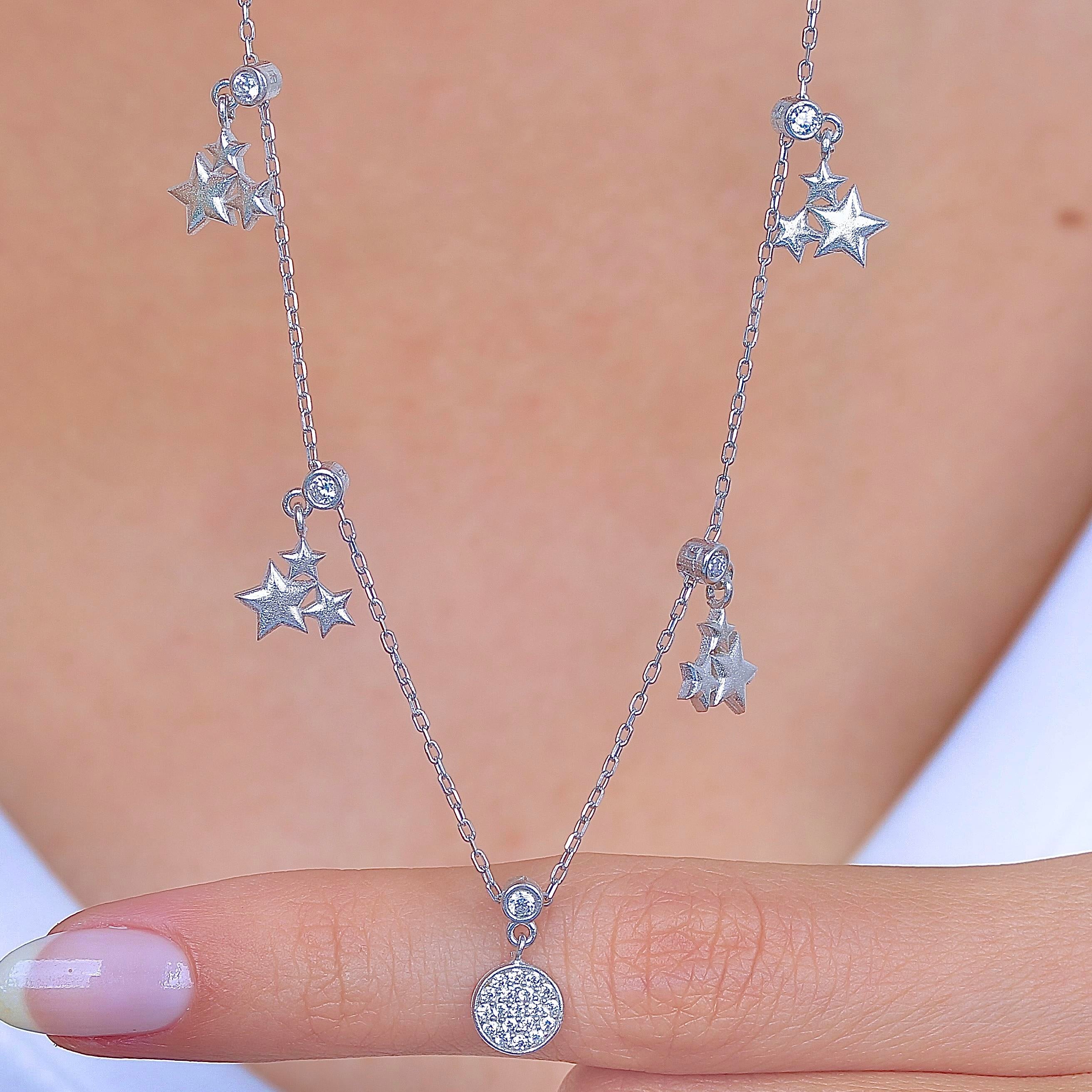 Sparkling Stars Silver Luck Choker Necklace
