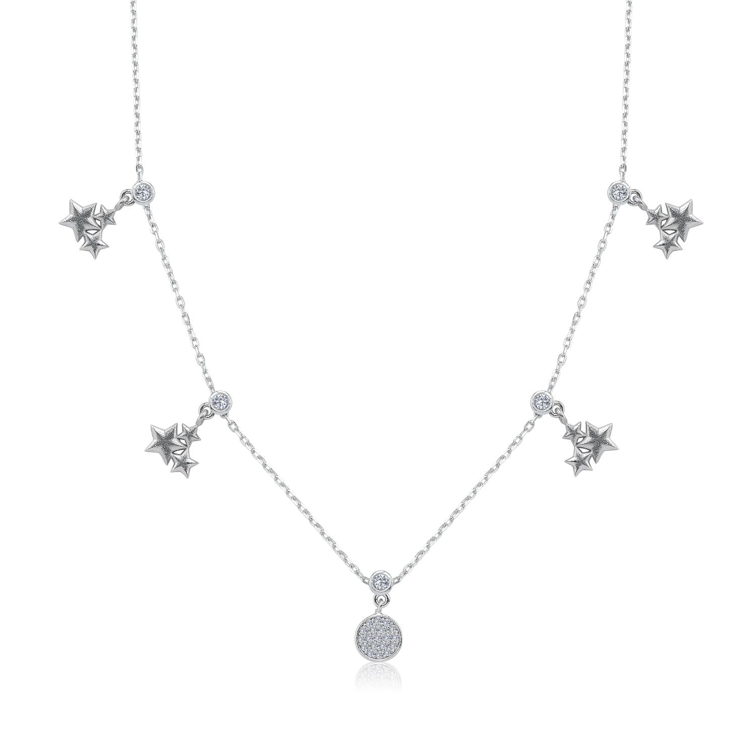 Sparkling Stars Silver Luck Choker Necklace