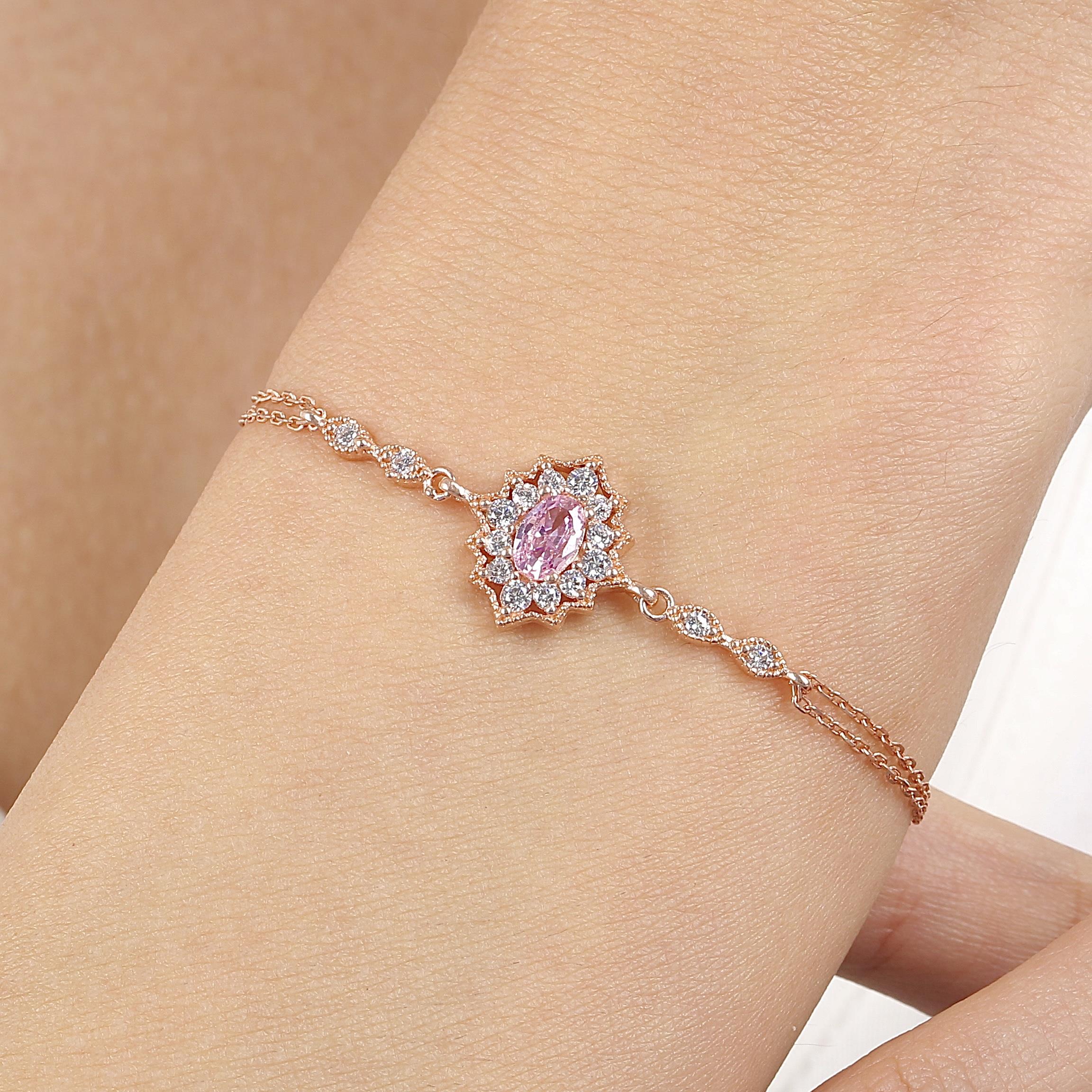 Pink Stone Noble Bohemian Vintage Rose Gold Bracelet