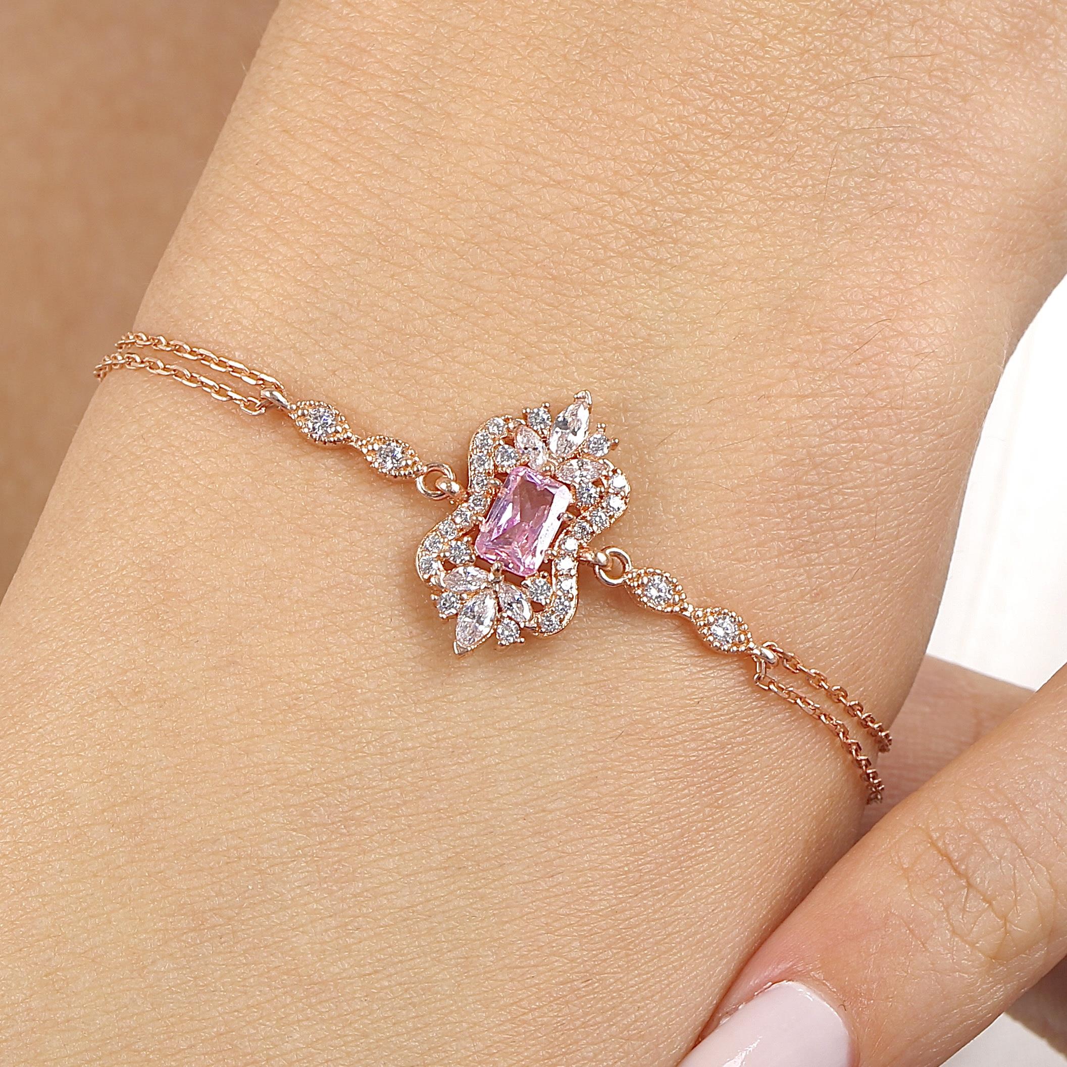 Pink Noble Sparkle Classic Vintage Rose Gold Bracelet