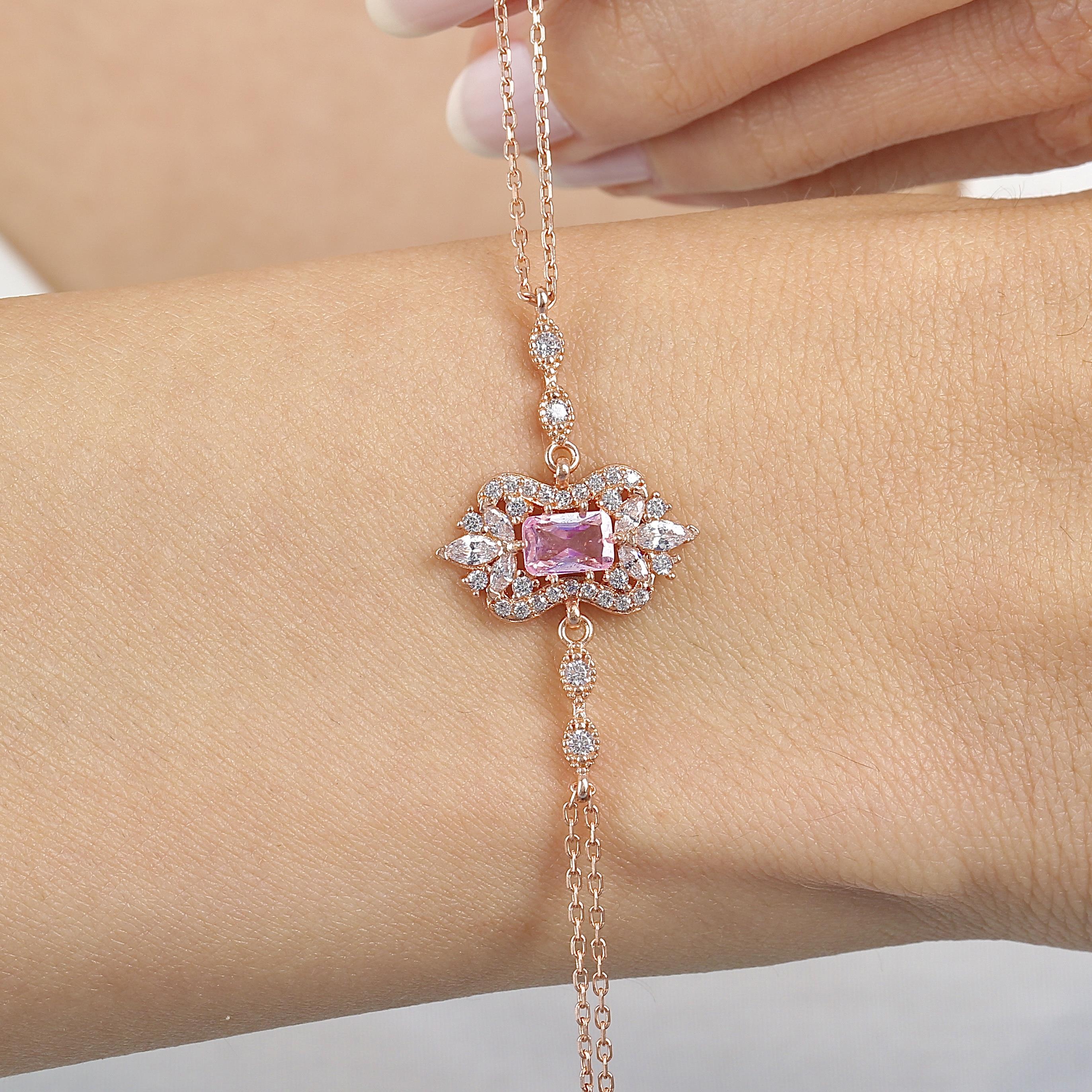 Pink Noble Sparkle Classic Vintage Rose Gold Bracelet