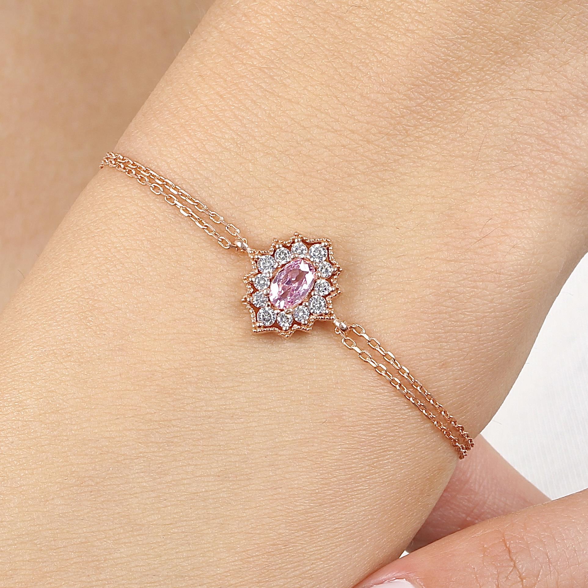Pink Stone Bohemian Vintage Rose Gold Bracelet
