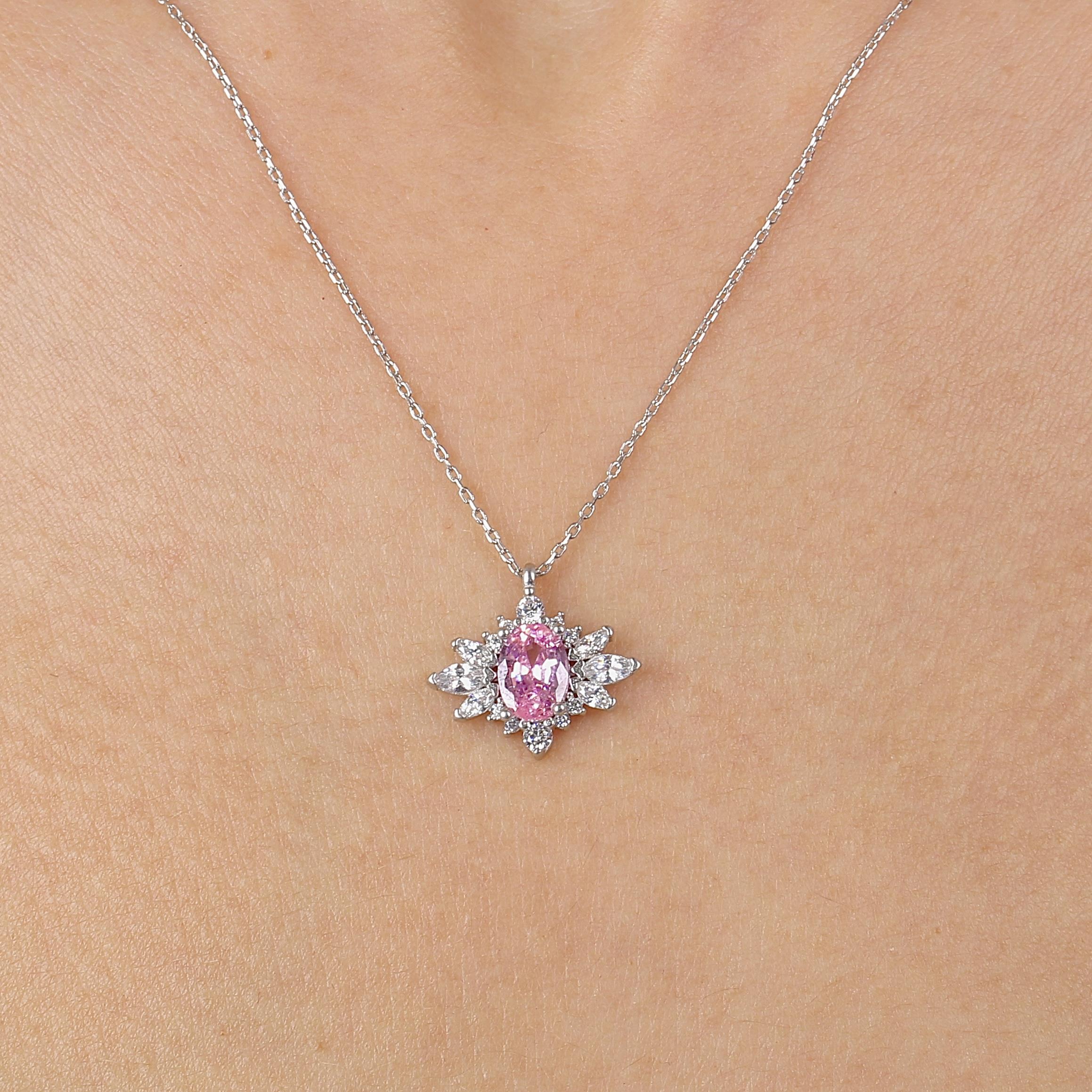 Pink Princess Star Vintage Silver Necklace