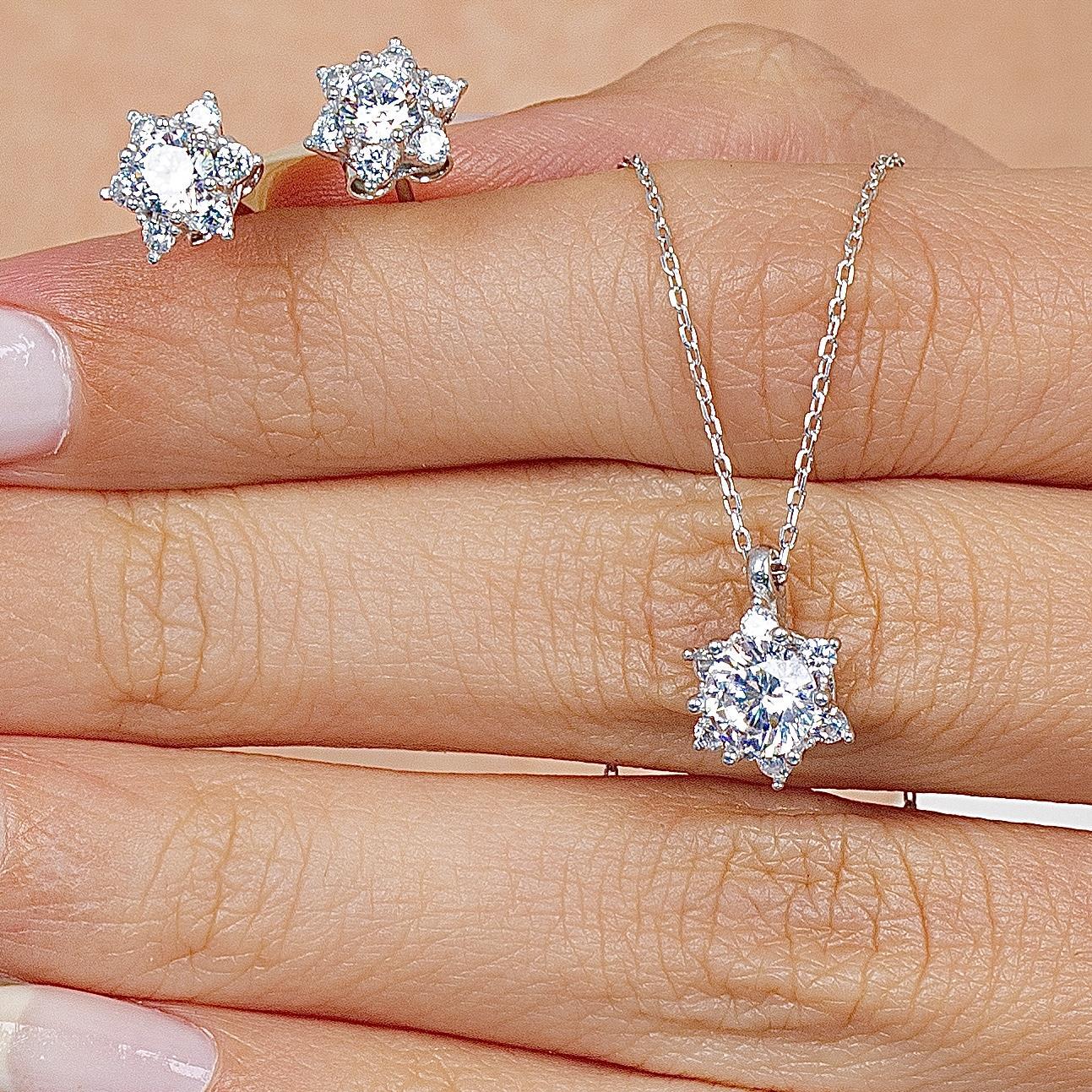 Diamond Setting Love Sun Silver Double Set