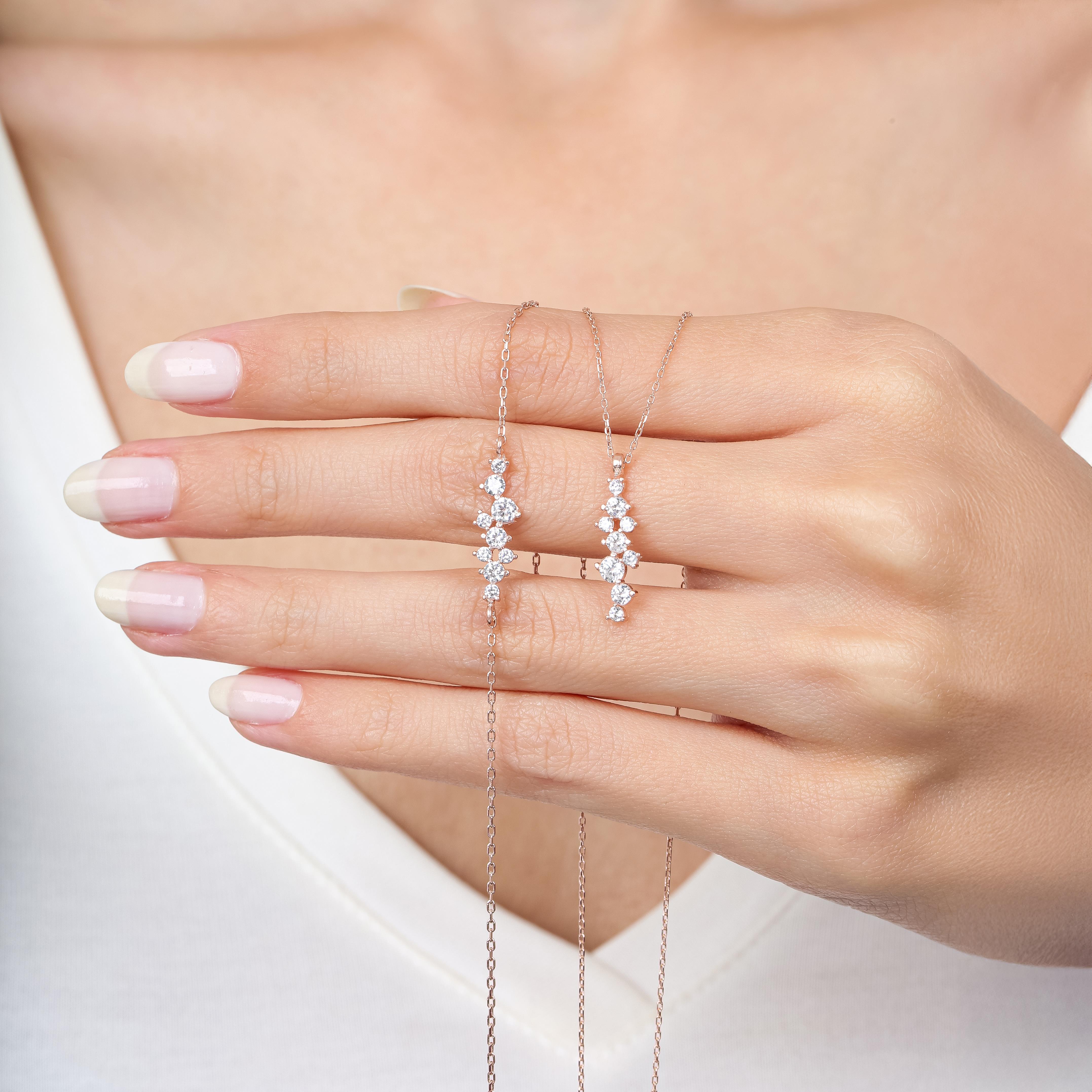 Diamond Setting Asymmetric Rose Gold Duo Set