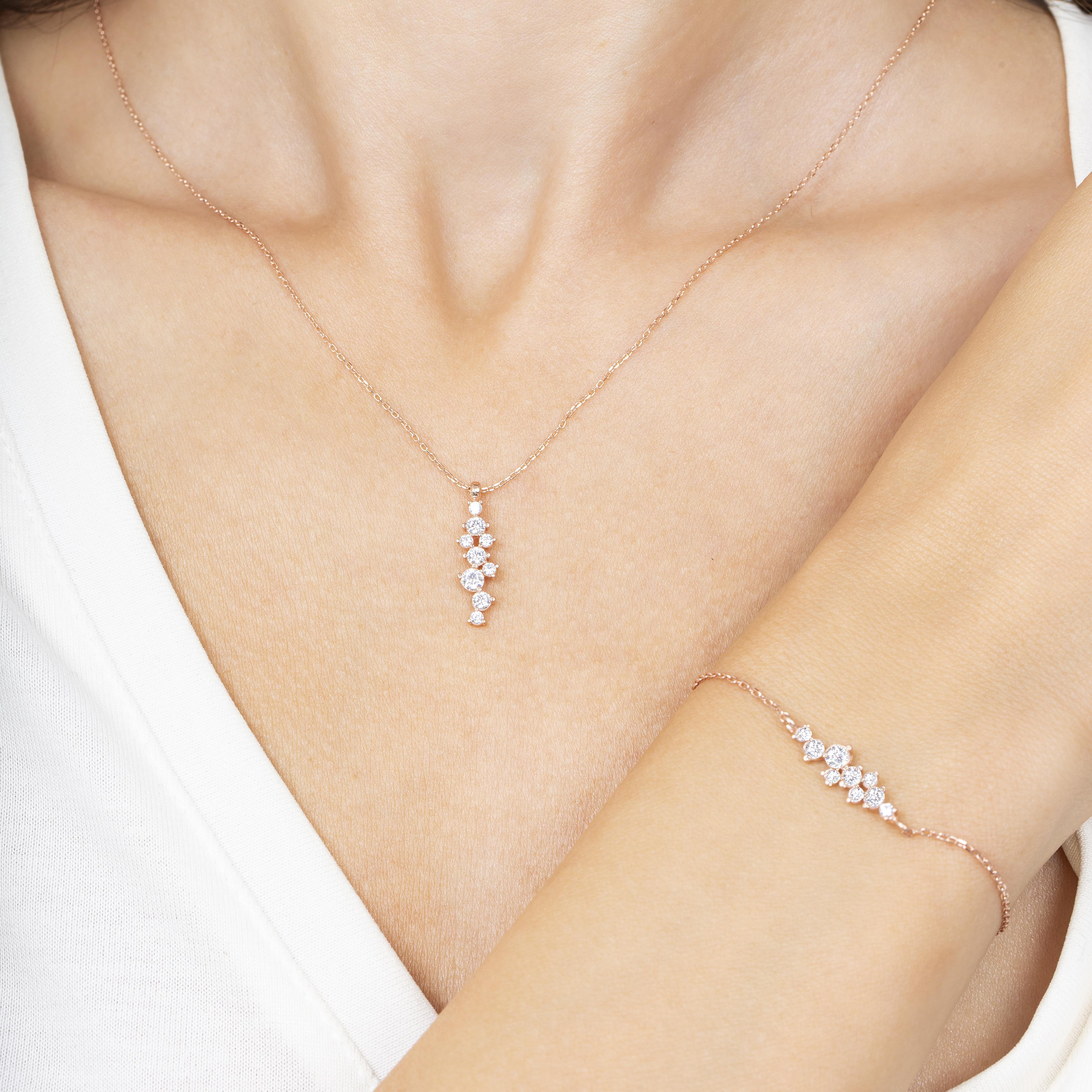 Diamond Setting Asymmetric Rose Gold Duo Set