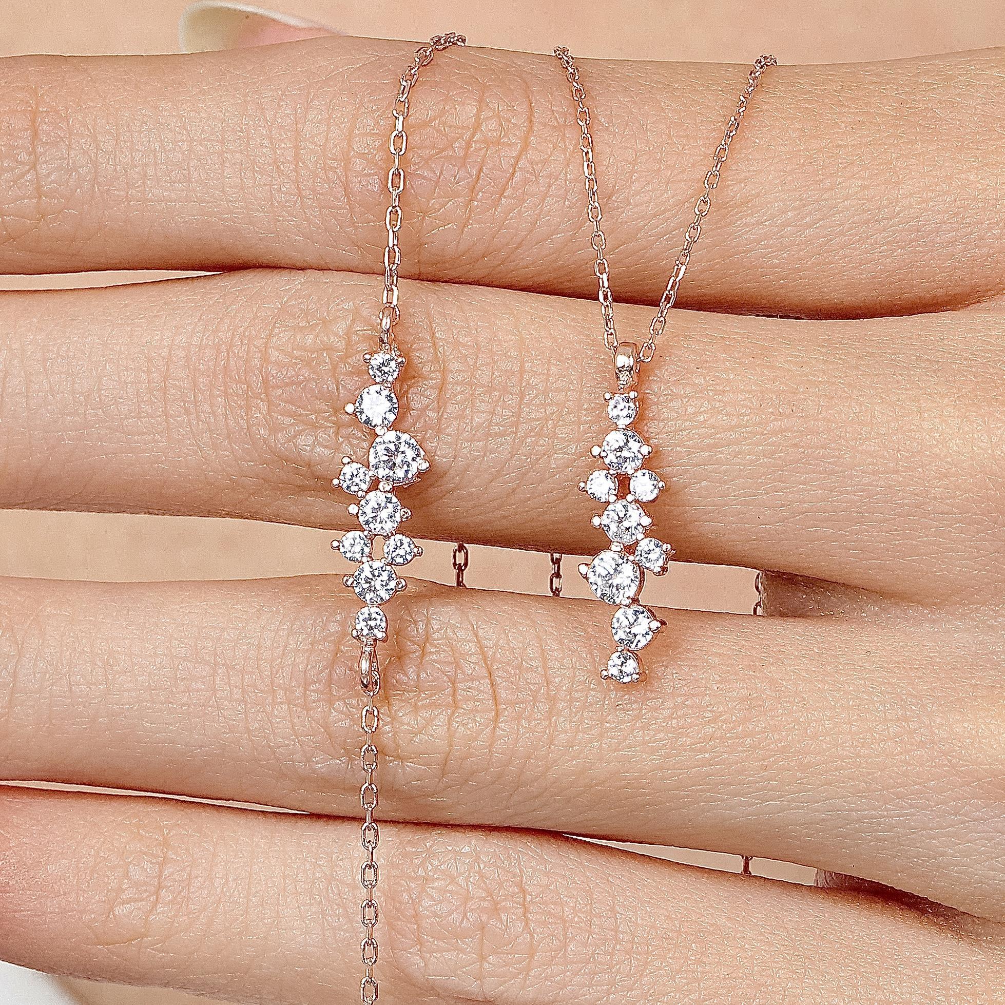 Diamond Setting Asymmetric Rose Gold Duo Set