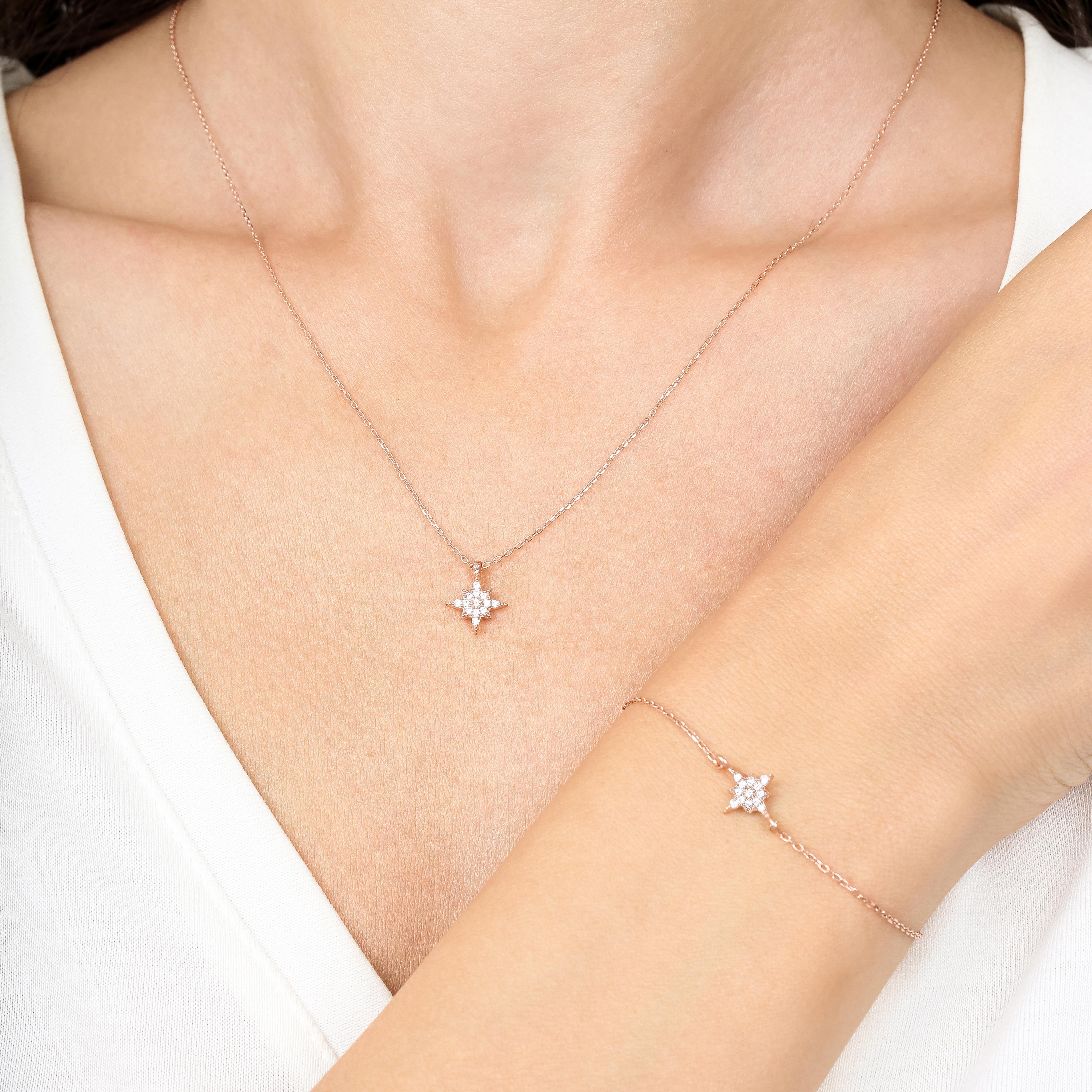Diamond Setting North Star Rose Gold Duo Set