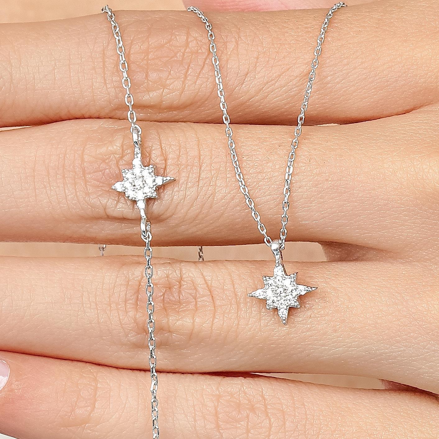 Diamond Setting North Star Silver Duo Set