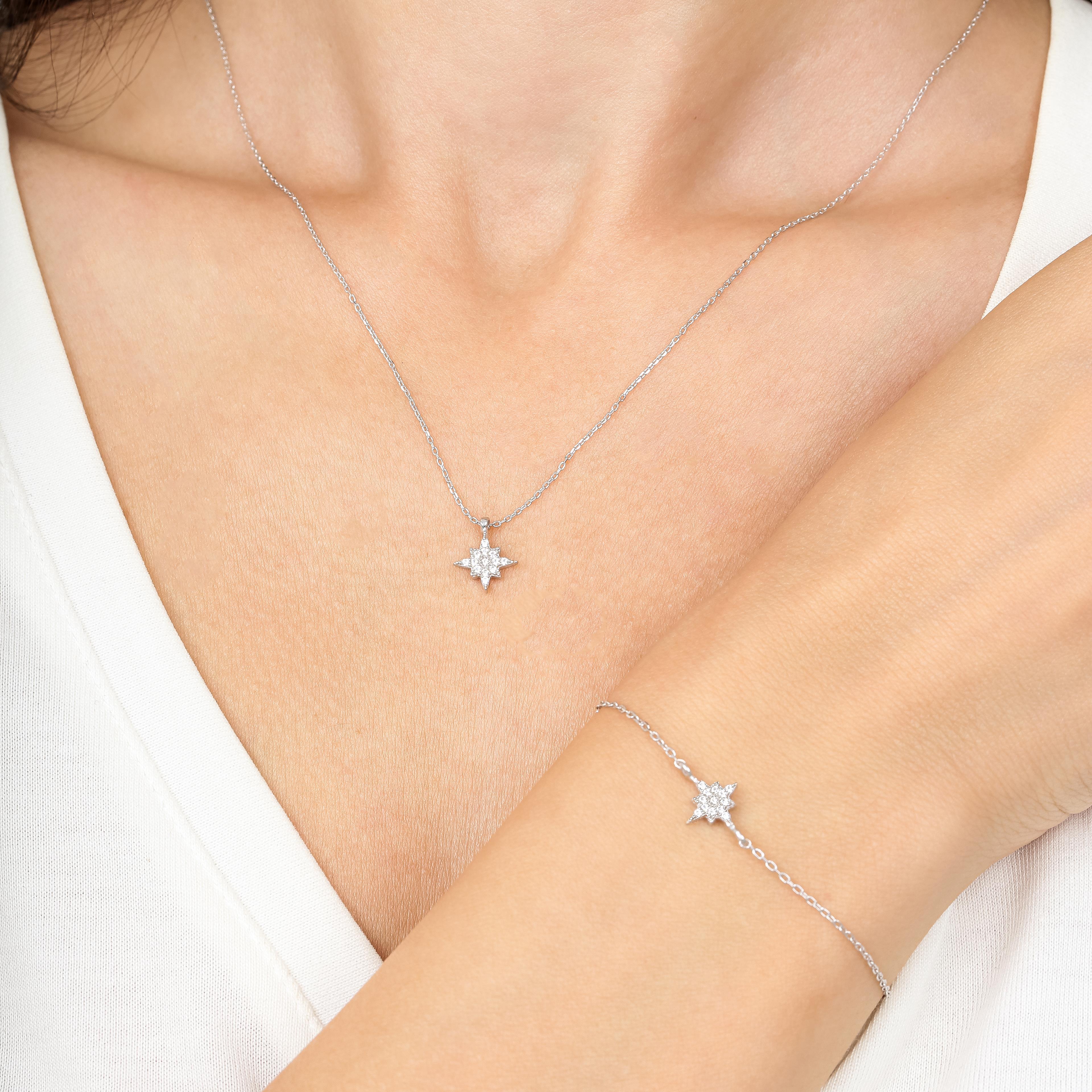 Diamond Setting North Star Silver Duo Set