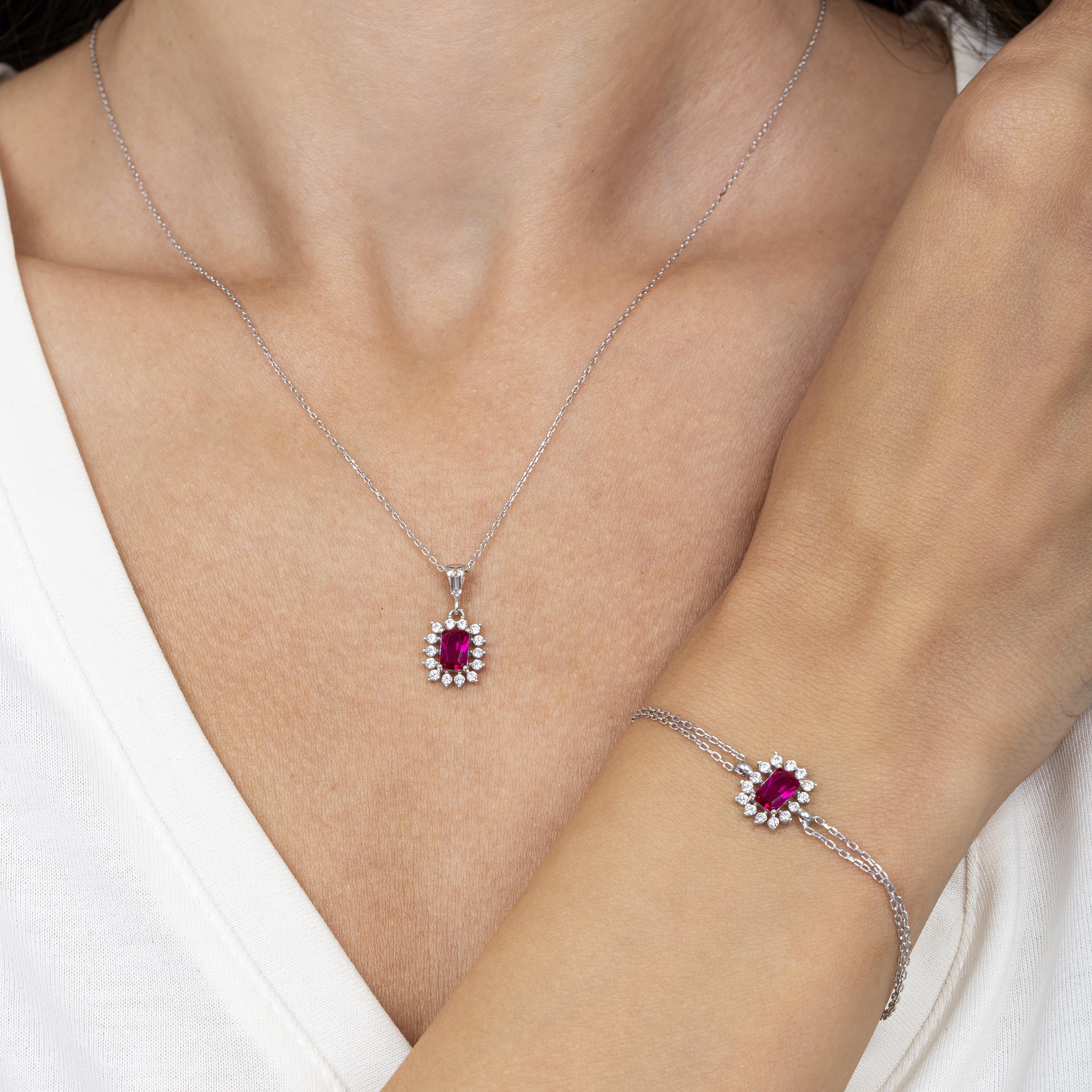 Diamond Ruby Simplicity Seal Silver Jewelry Set